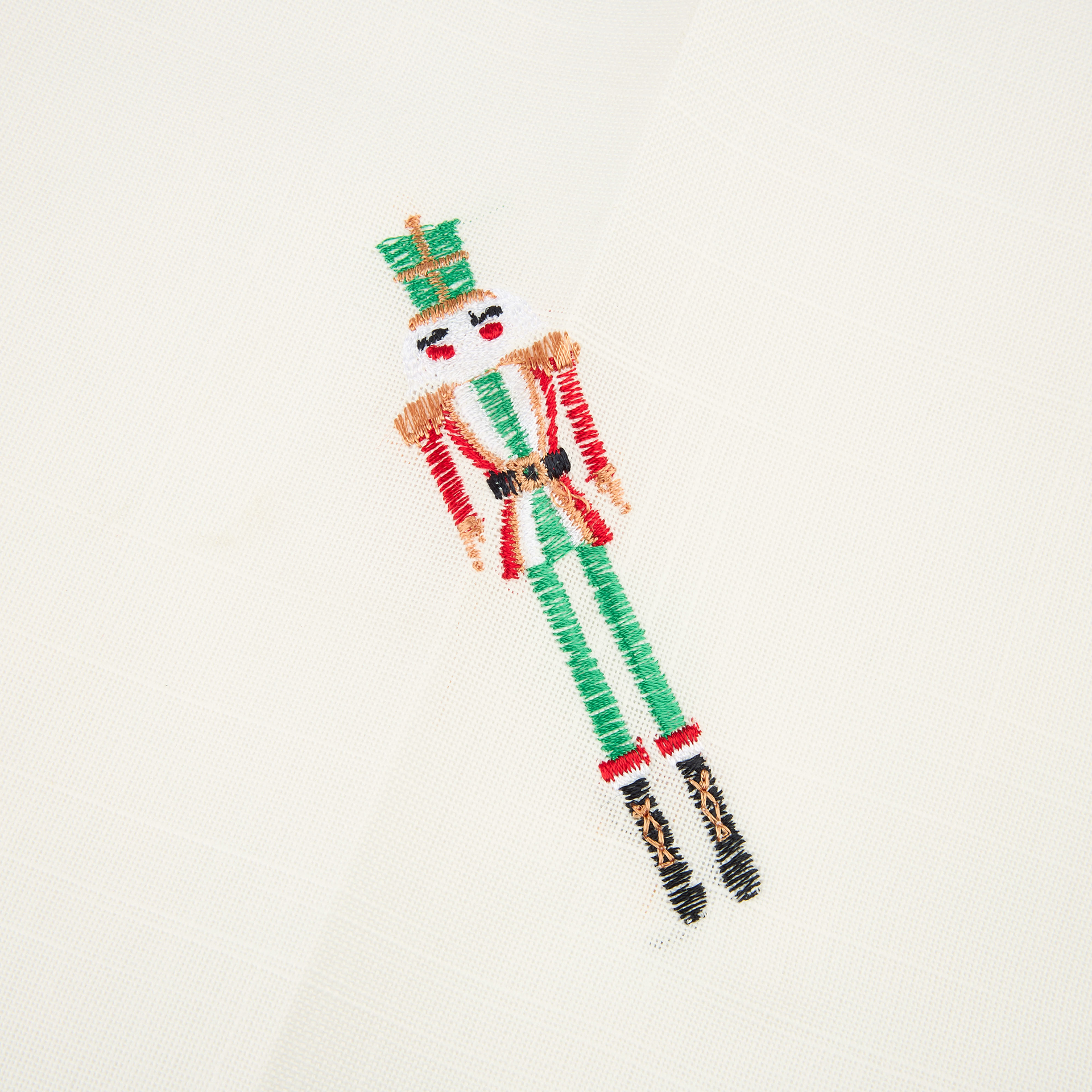 Servilleta blanca bordado Cascanueces 45x45cm