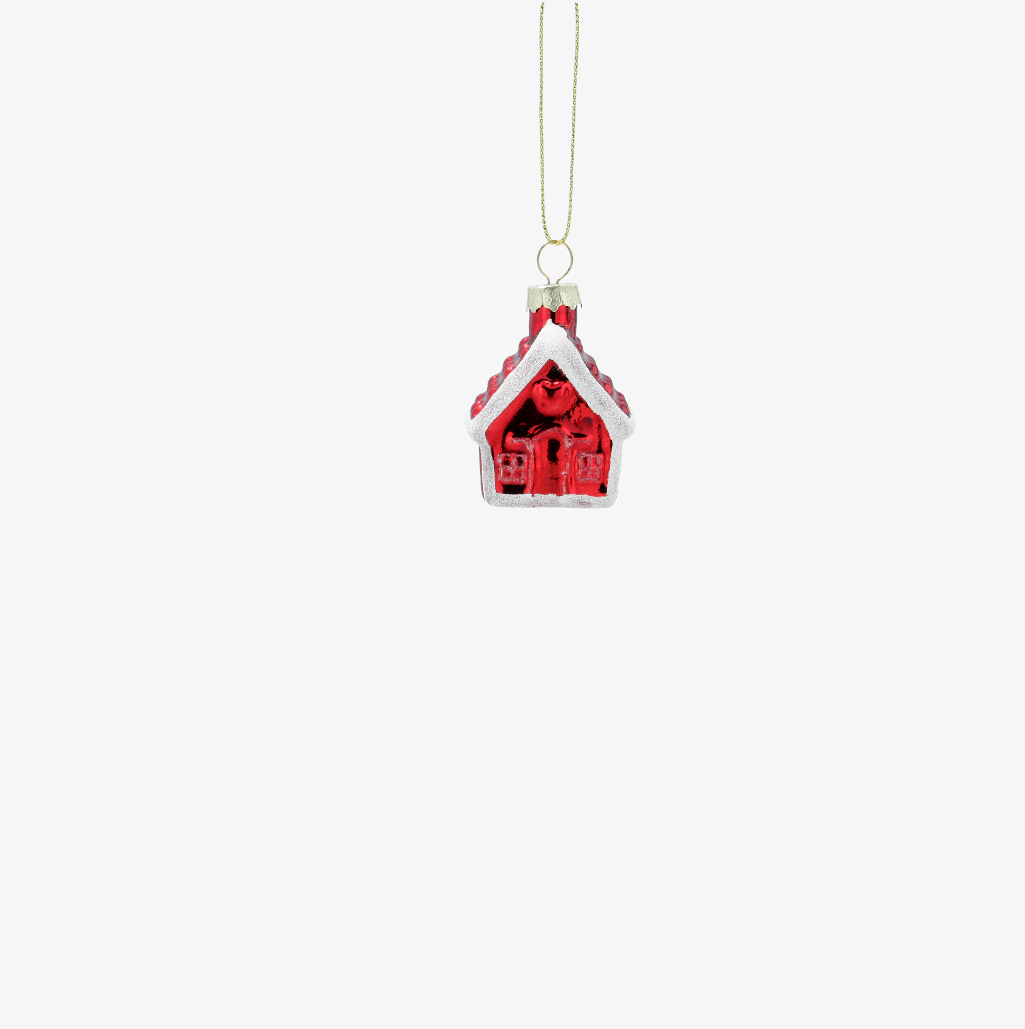 Adorno colgante de casita roja de cristal 8cm