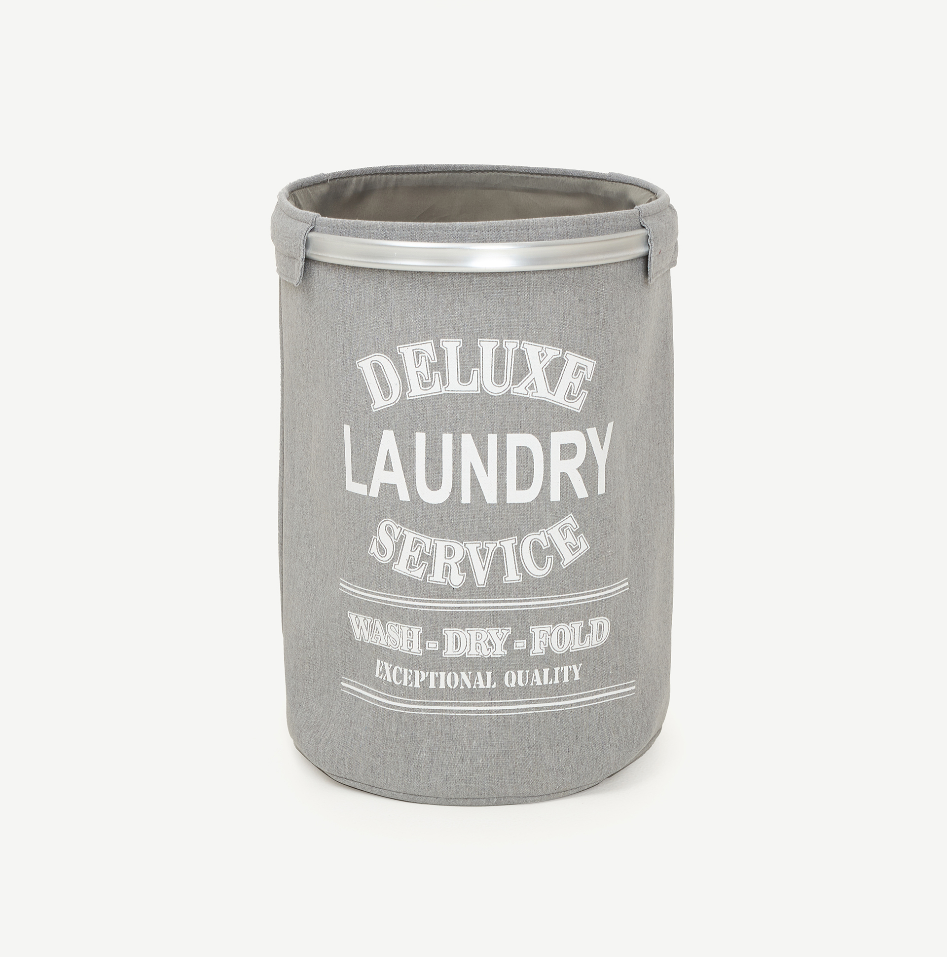 Cesta para ropa doble de aluminio y tela gris Deluxe &Oslash;37x50cm