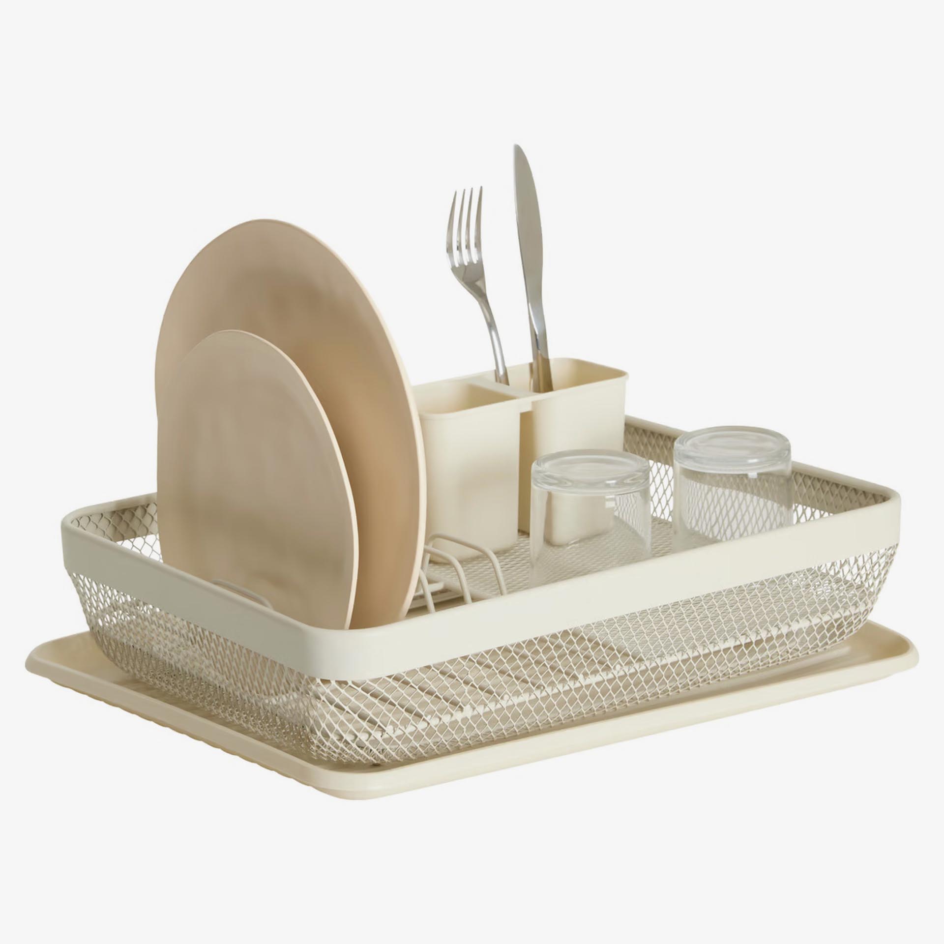 Escurridor de platos 1 nivel de metal beige 43,5x32,5x14cm