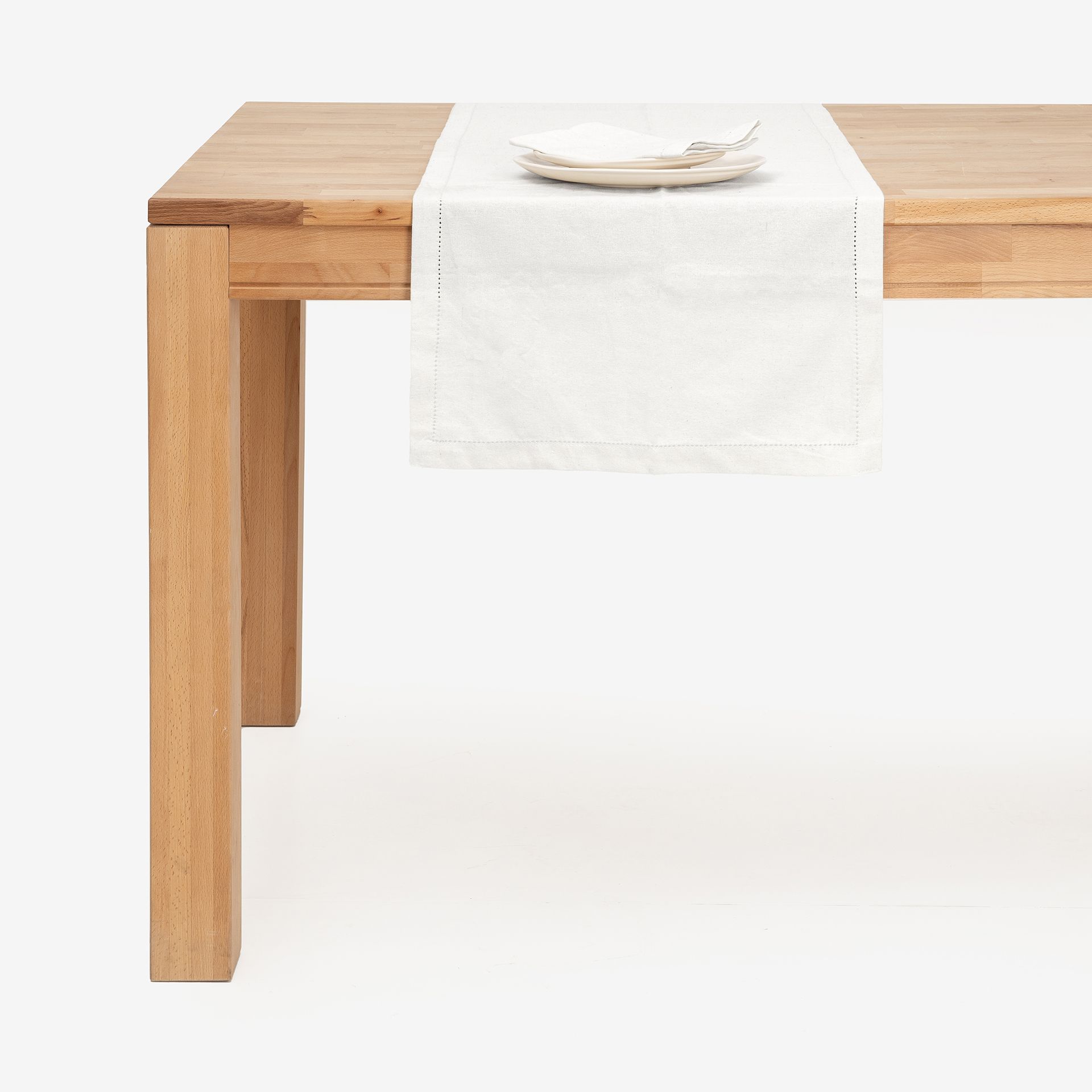 Camino de mesa de algodón blanco Vainica 45x140cm