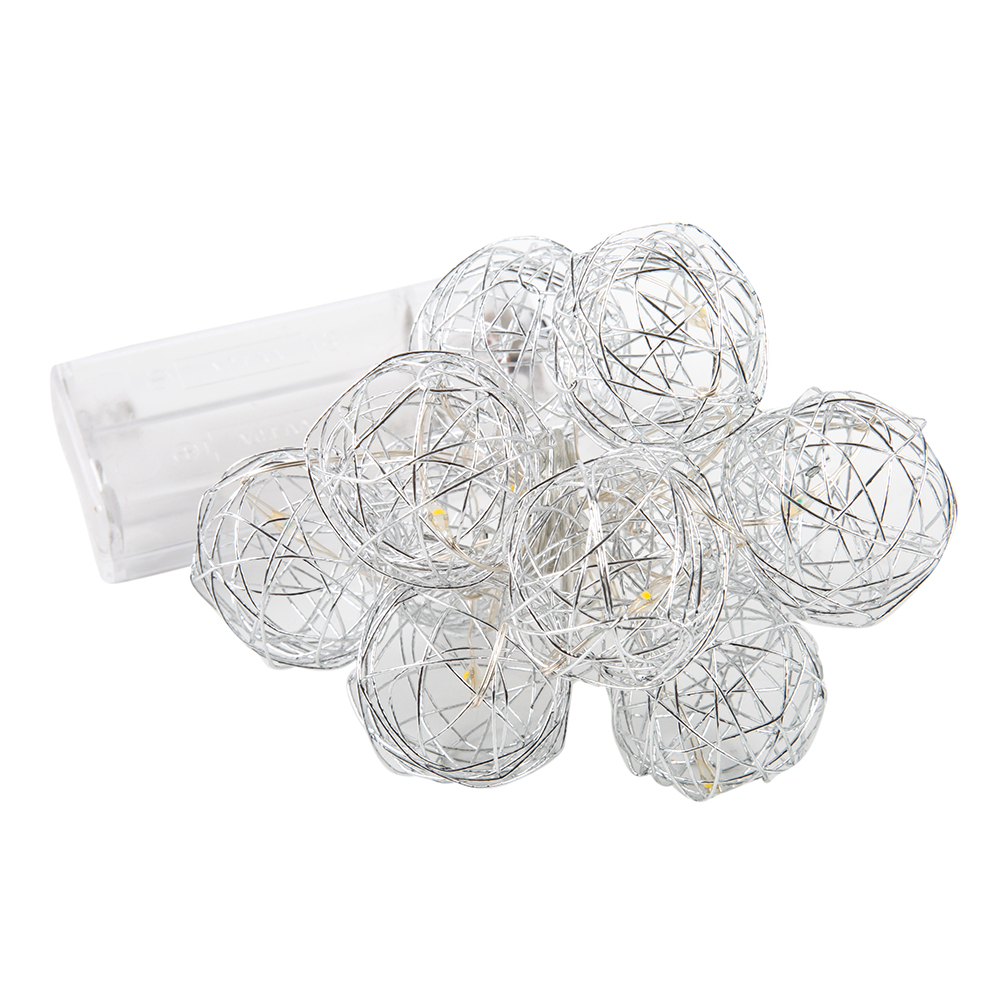 Guirnalda de bolas plateadas con luz LED