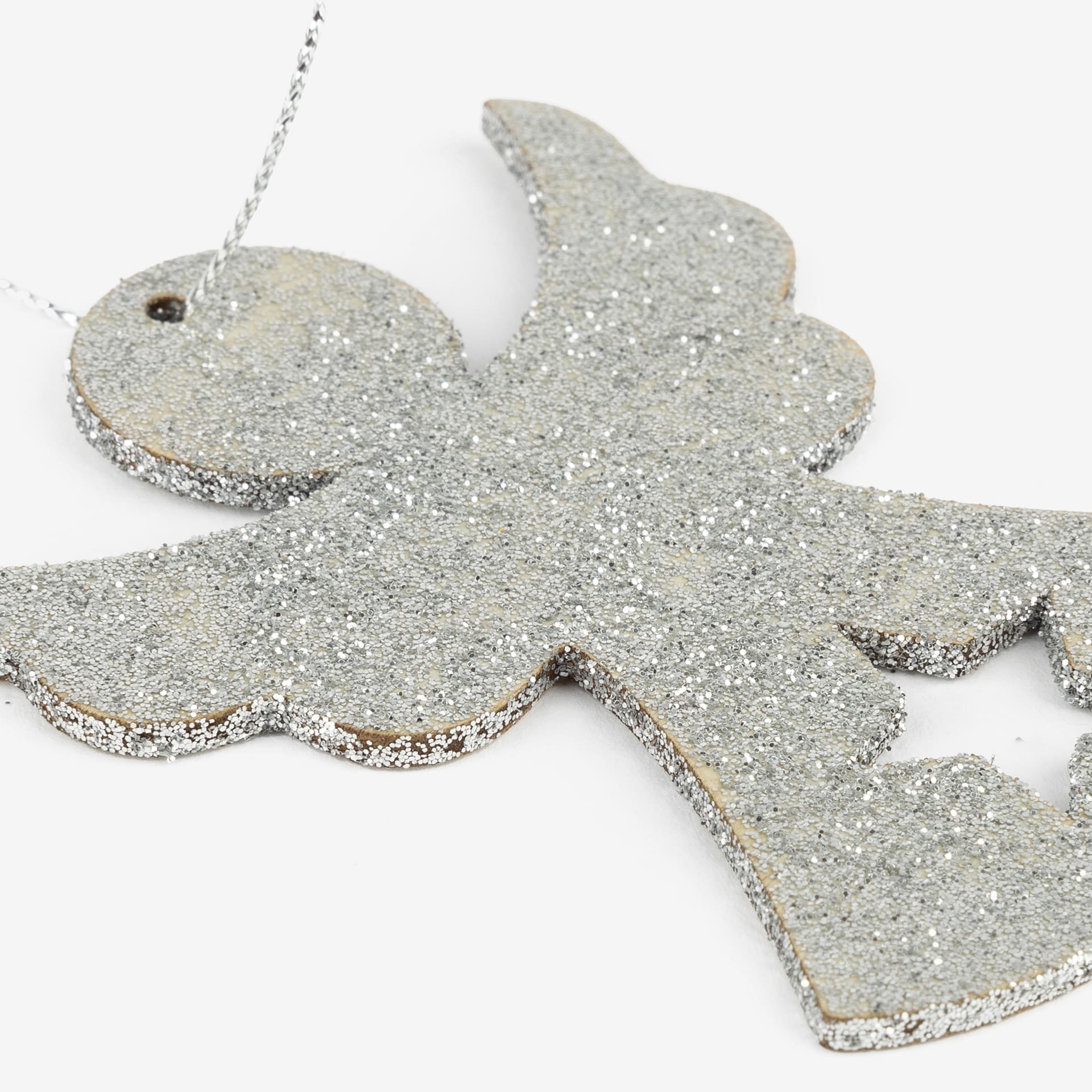 Adorno colgante de madera &Aacute;ngel plateado 8cm