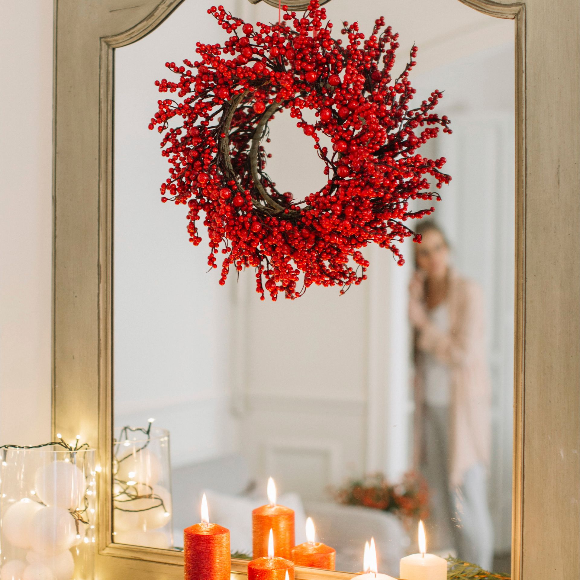 Corona decorativa bayas rojas Ø25cm