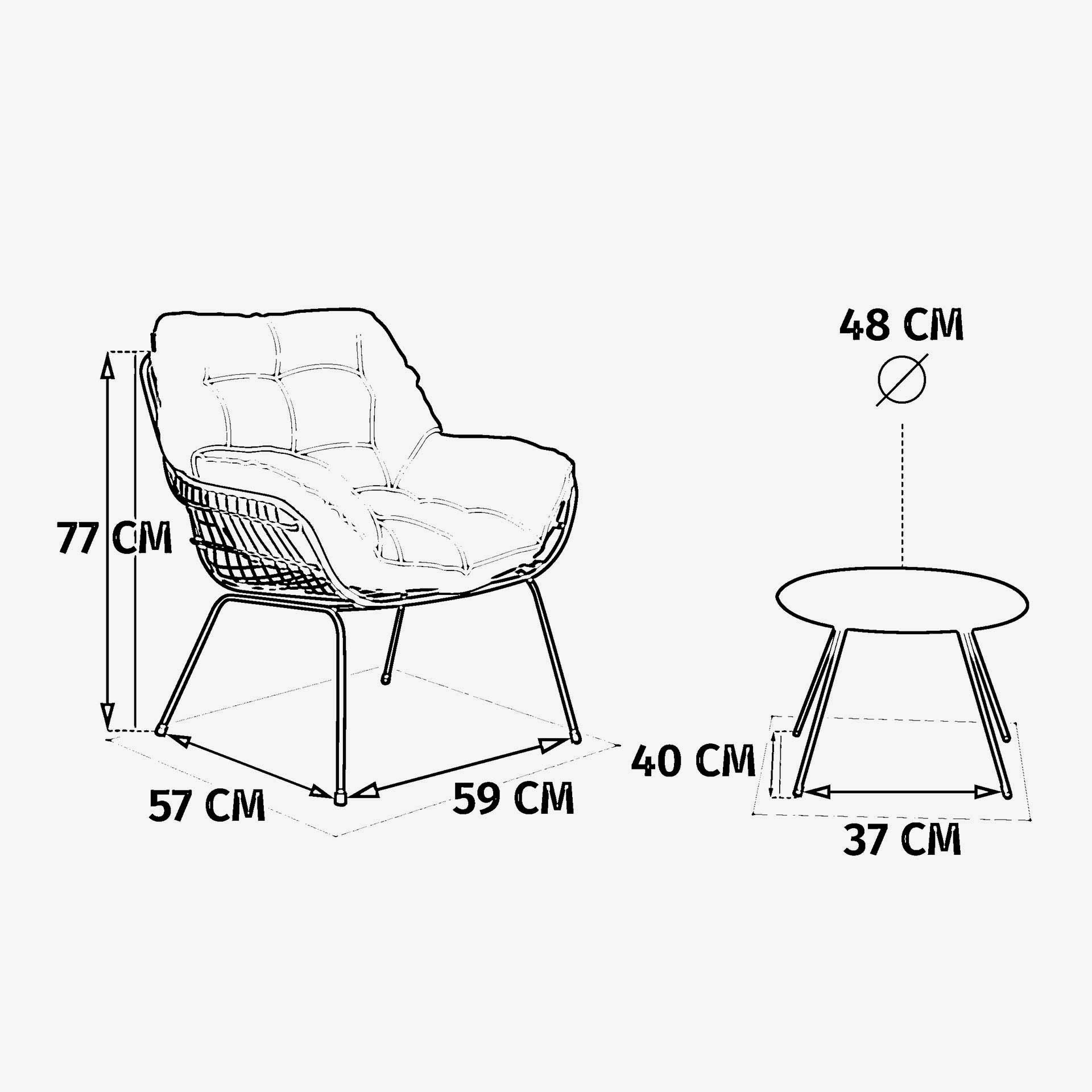 Conjunto de jard&iacute;n para 2 personas de acero crema Paolux