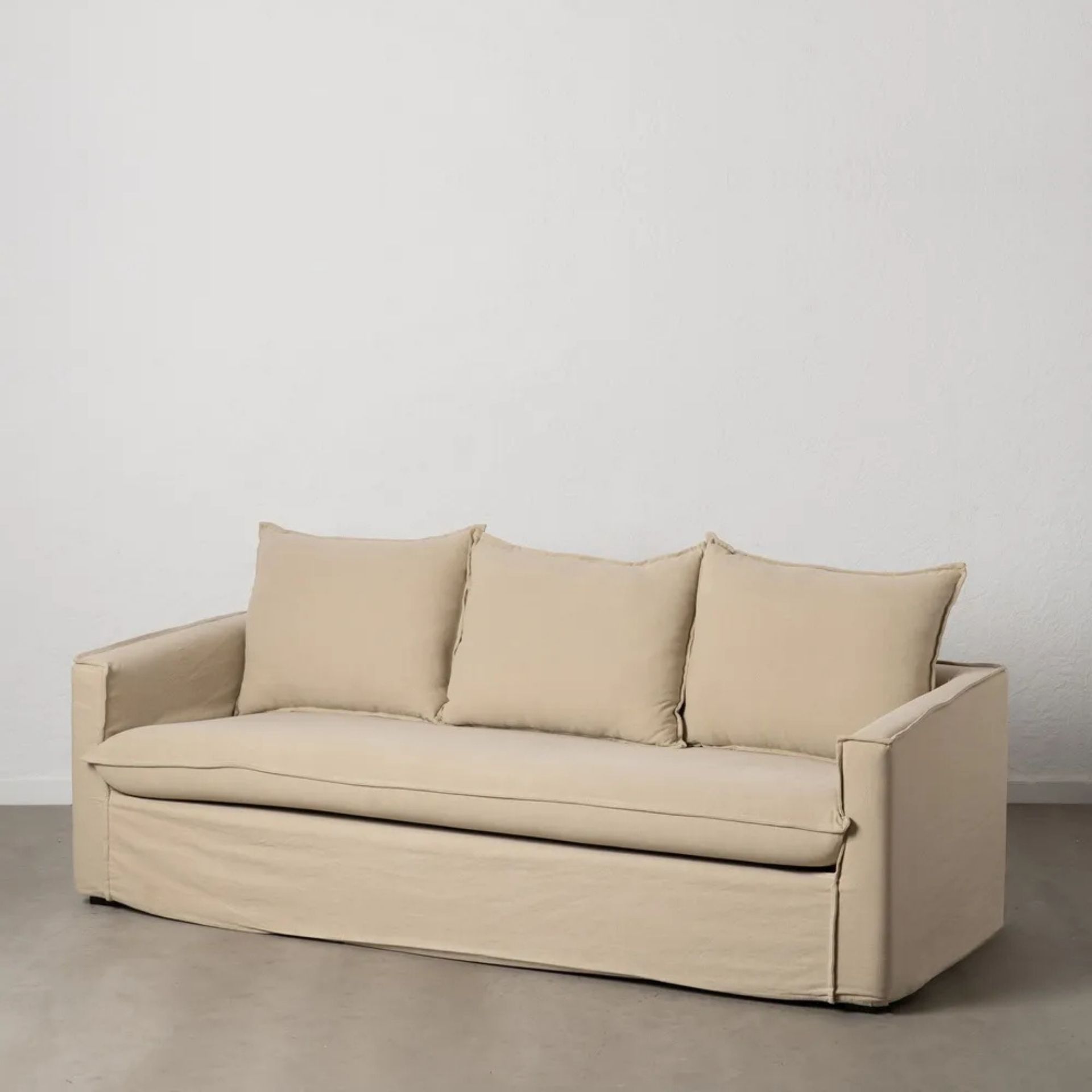 Sof&aacute; de 3 plazas de lino y algod&oacute;n beige Bristol 220x95x90cm