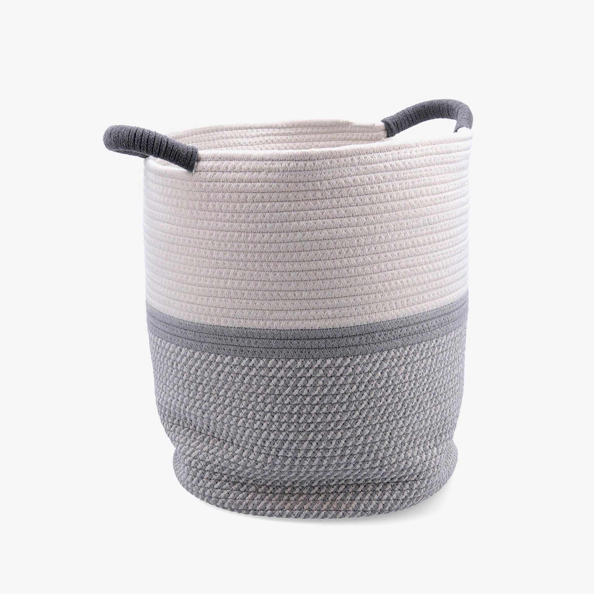 Cesta de algod&oacute;n gris y blanco Neva 33x40cm
