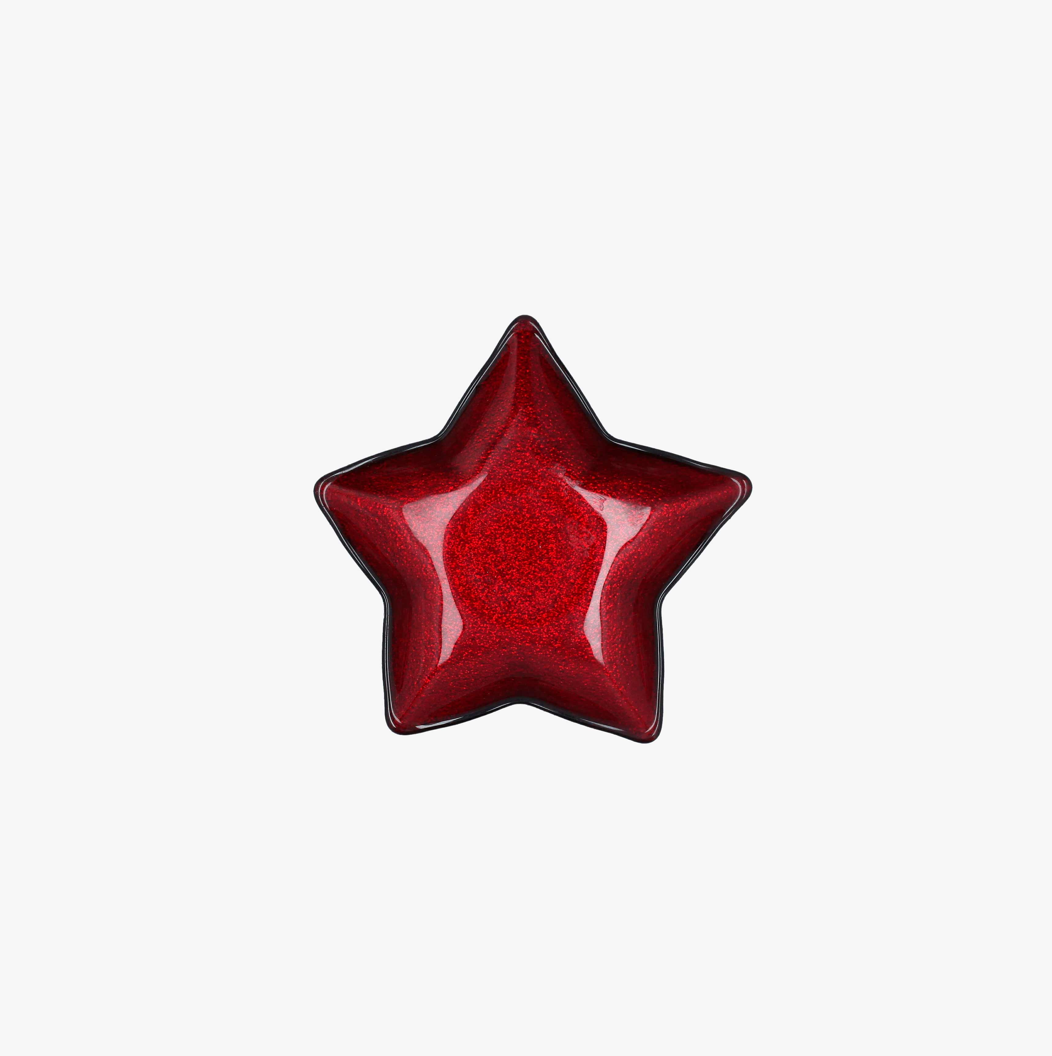 Bandeja de estrella roja de vidrio Glam 16cm