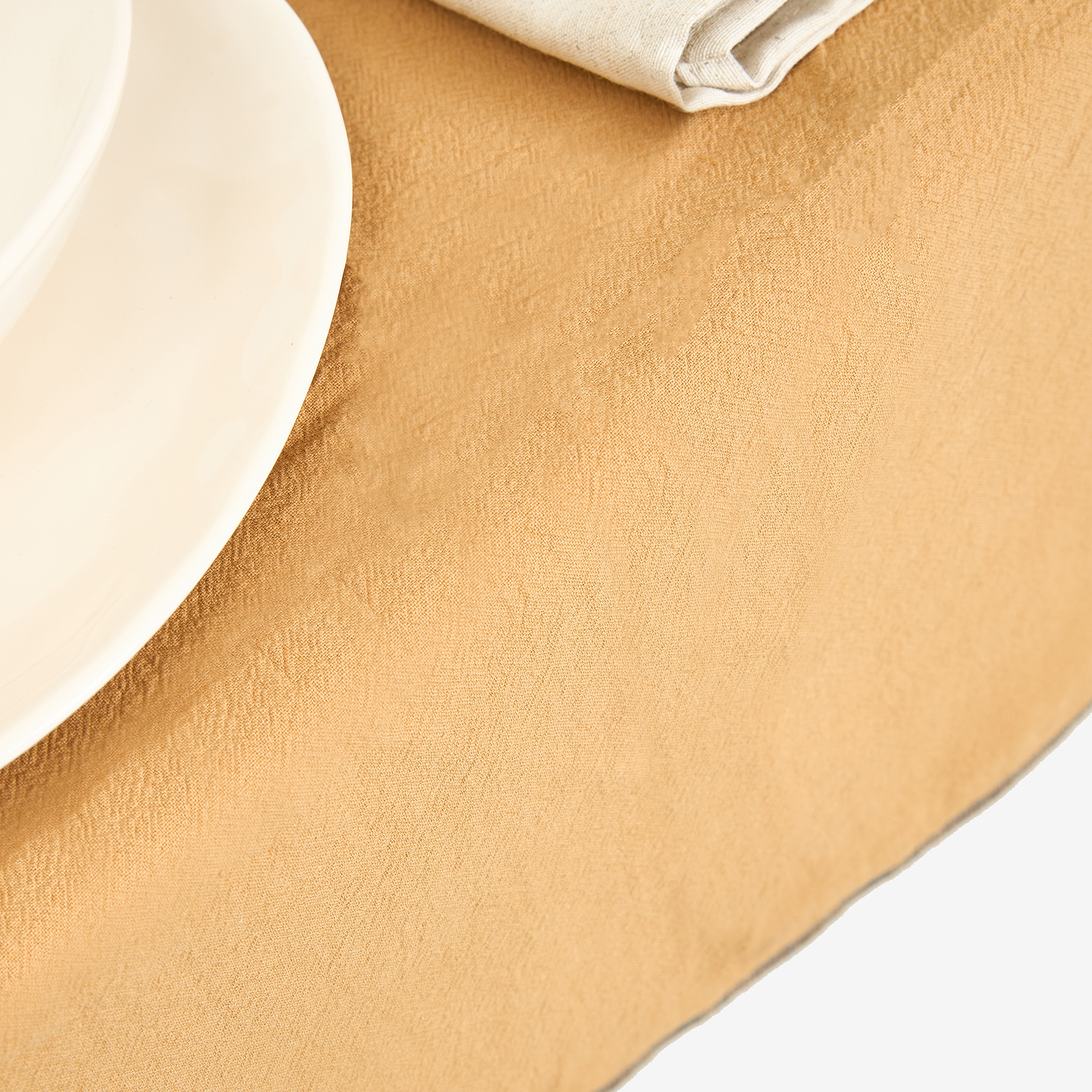 Mantel de algodón con flecos mostaza 140x250cm