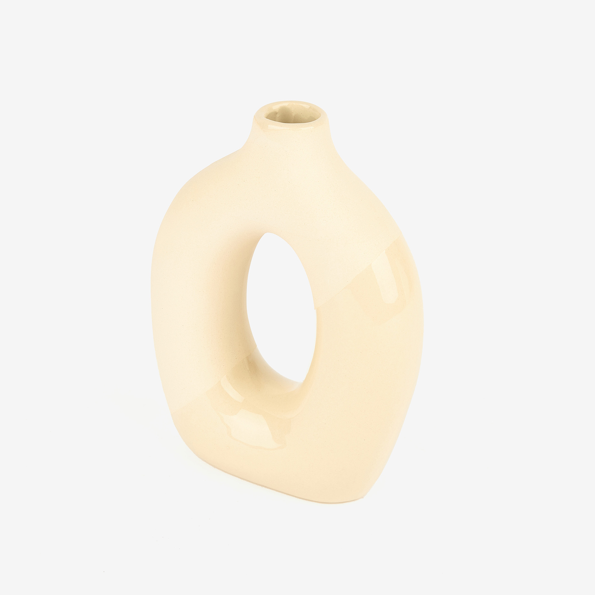 Jarrón de cerámica beige Lanio 15x21x5cm