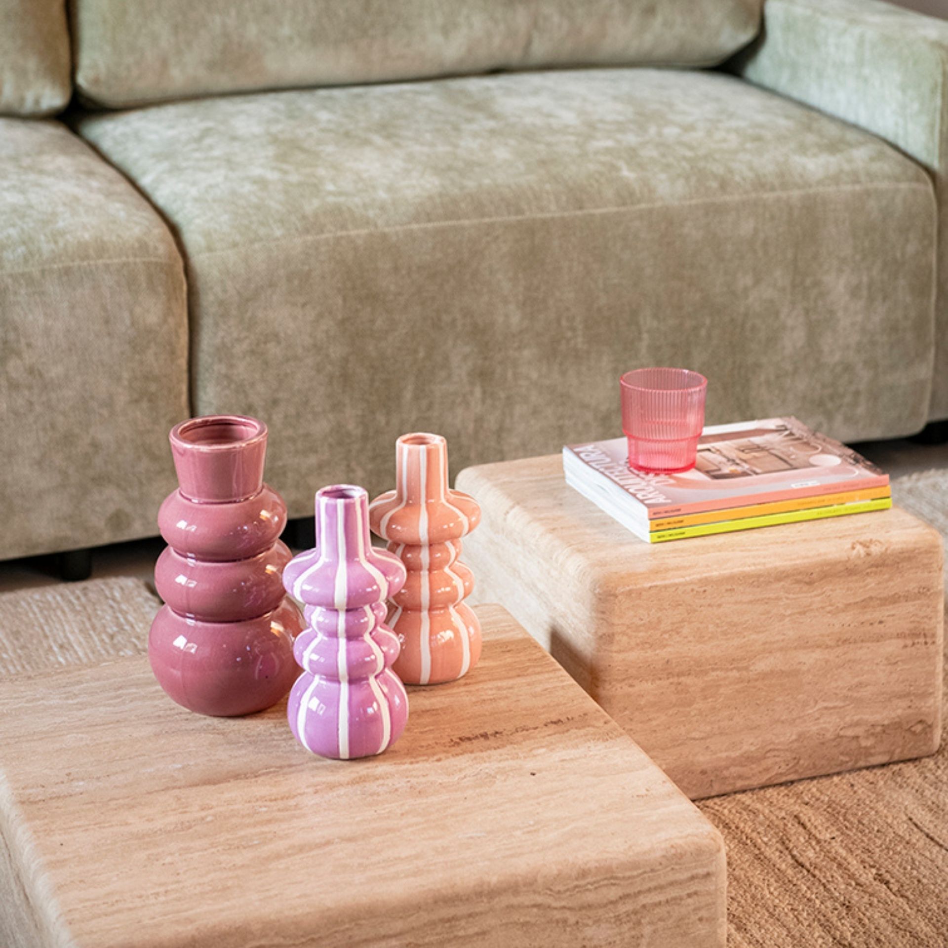 Mesa de centro de mármol Travertine 39x39x25cm Clau&Chloe