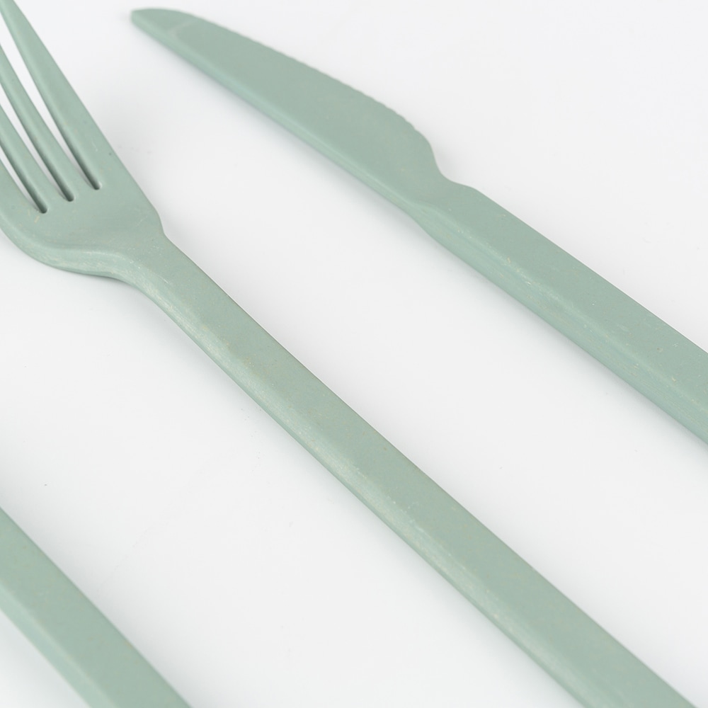 Set de 3 cubiertos de fibra de bamb&uacute; verde