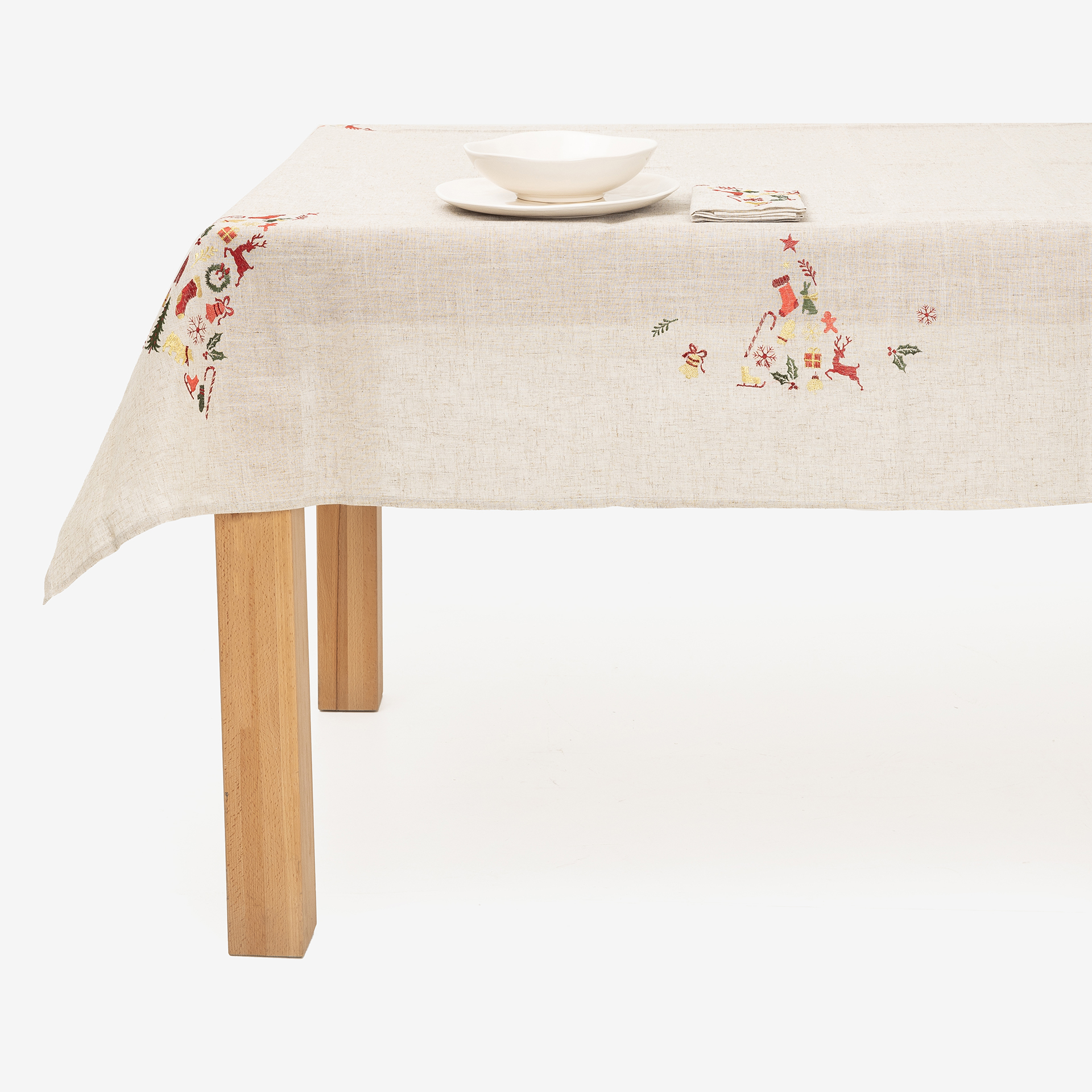 Mantel de lino con bordado Árbol 150x250cm