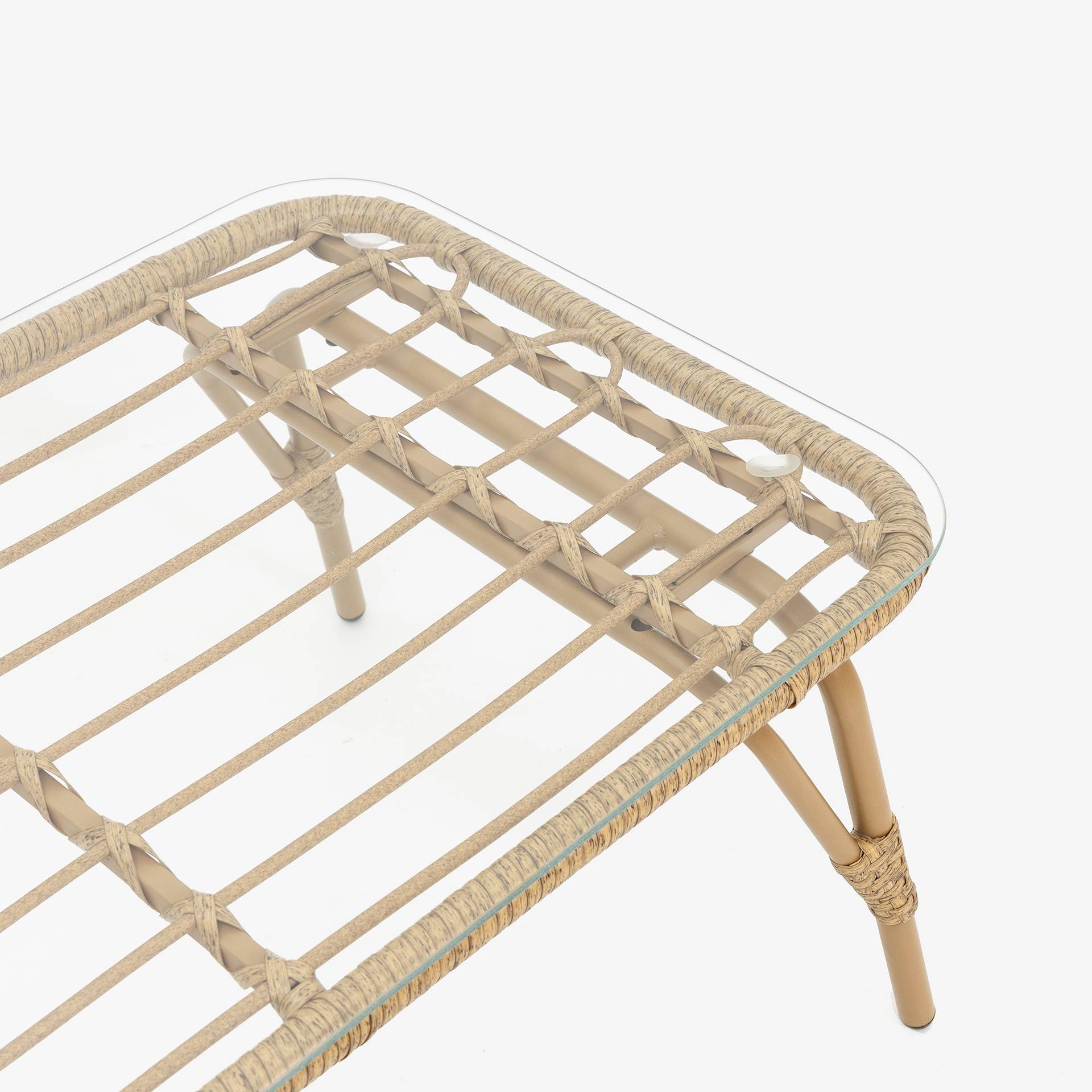 Set de jard&iacute;n 4 piezas rat&aacute;n sint&eacute;tico Creta