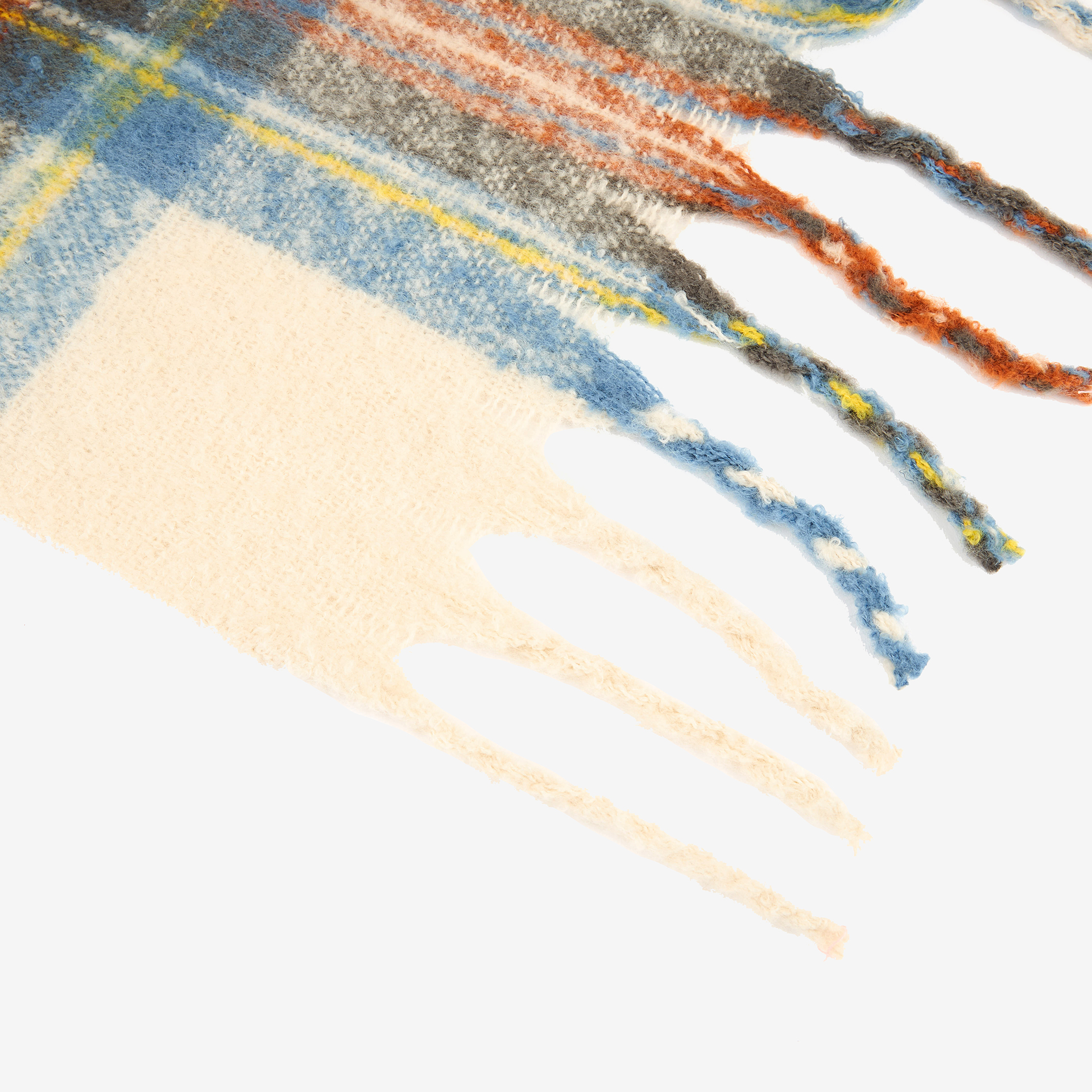 Manta efecto mohair de cuadros azul 130x150cm