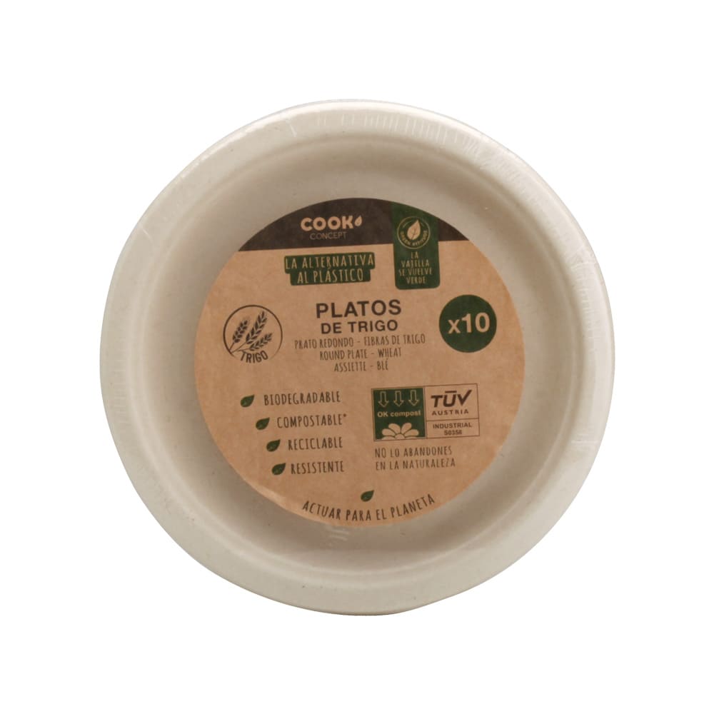Set de 10 platos desechables de trigo &Oslash;17cm