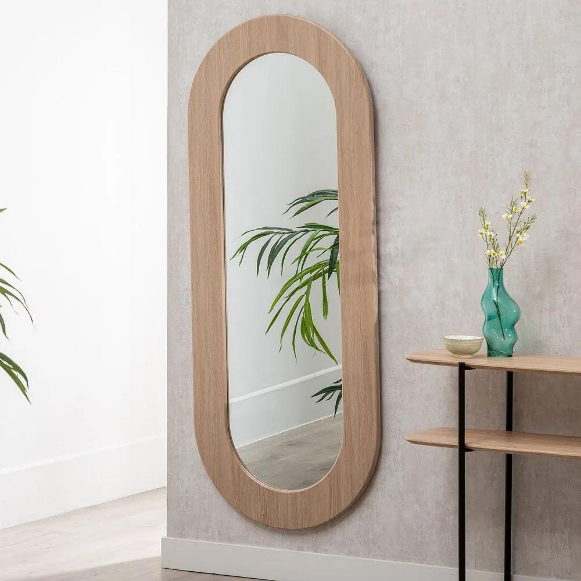Espejo de pared ovalado de madera DM 65x2,2x160cm
