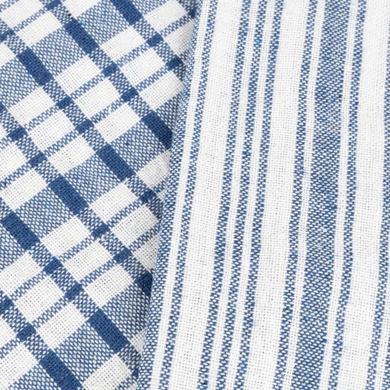 Set de 2 paños de algodón con rayas azules Midson45x65cm