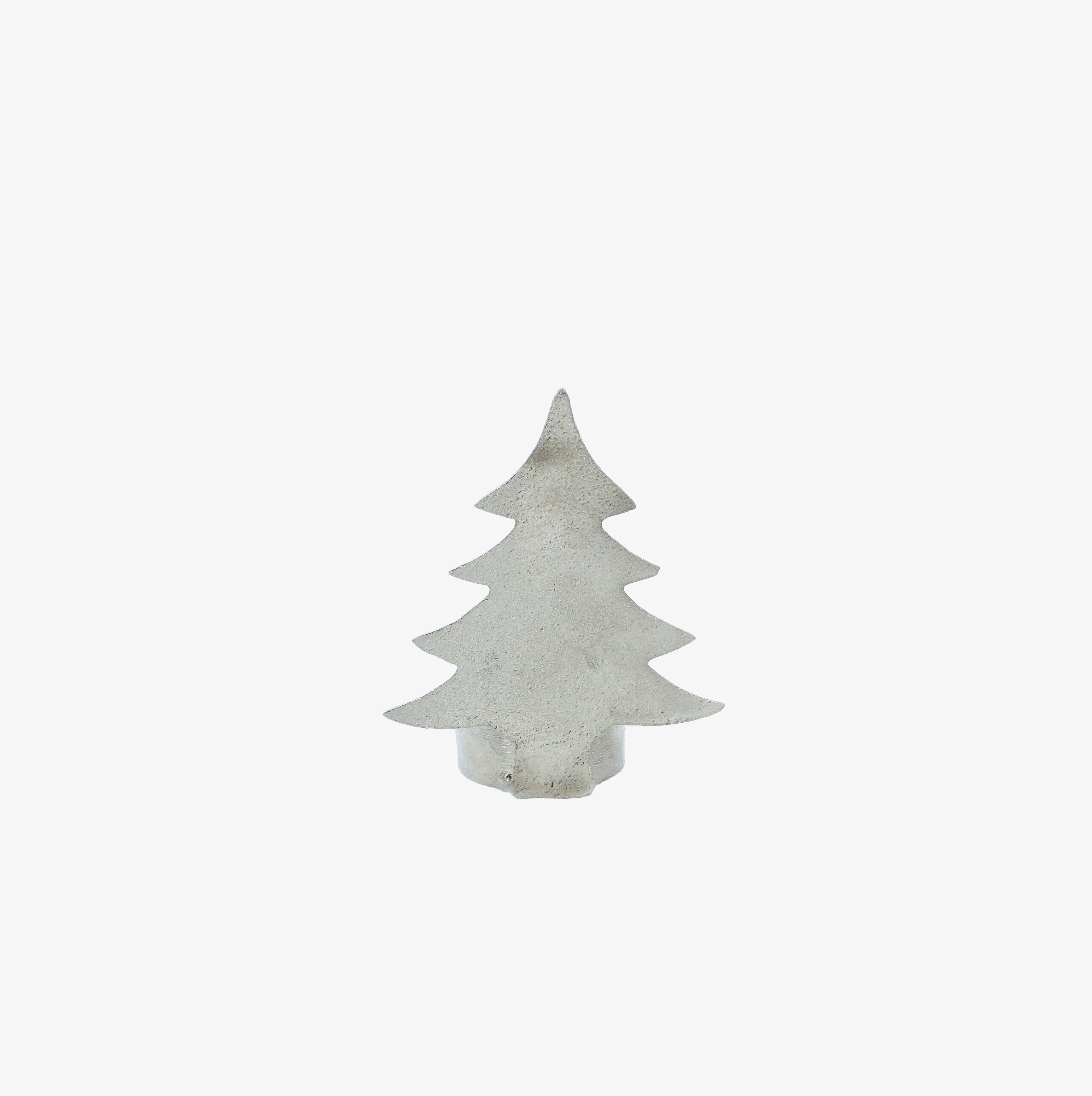 Portavelas &aacute;rbol de Navidad plateado para vela de t&eacute;