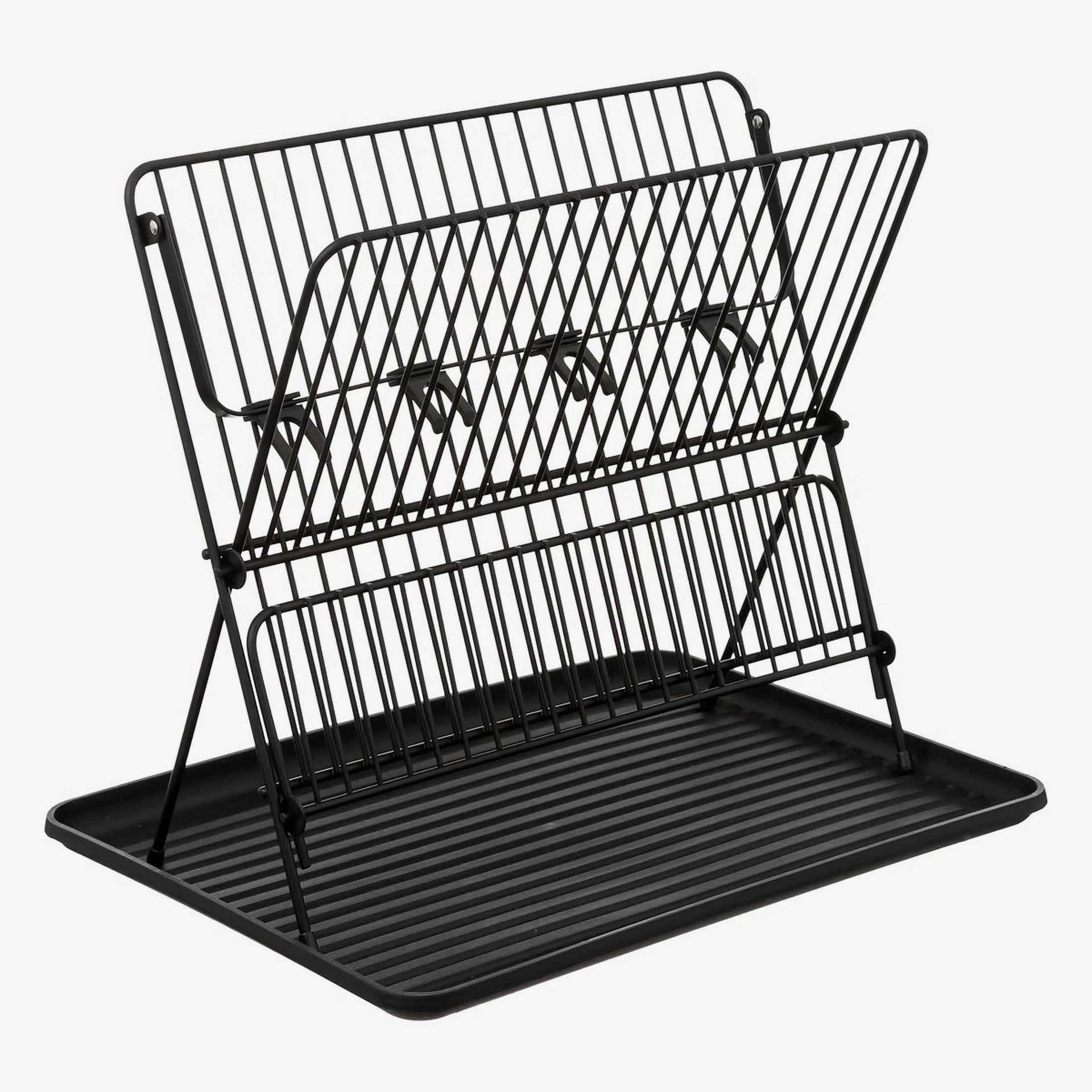 Escurreplatos plegable Foldix de metal negro 43,5x40,5cm