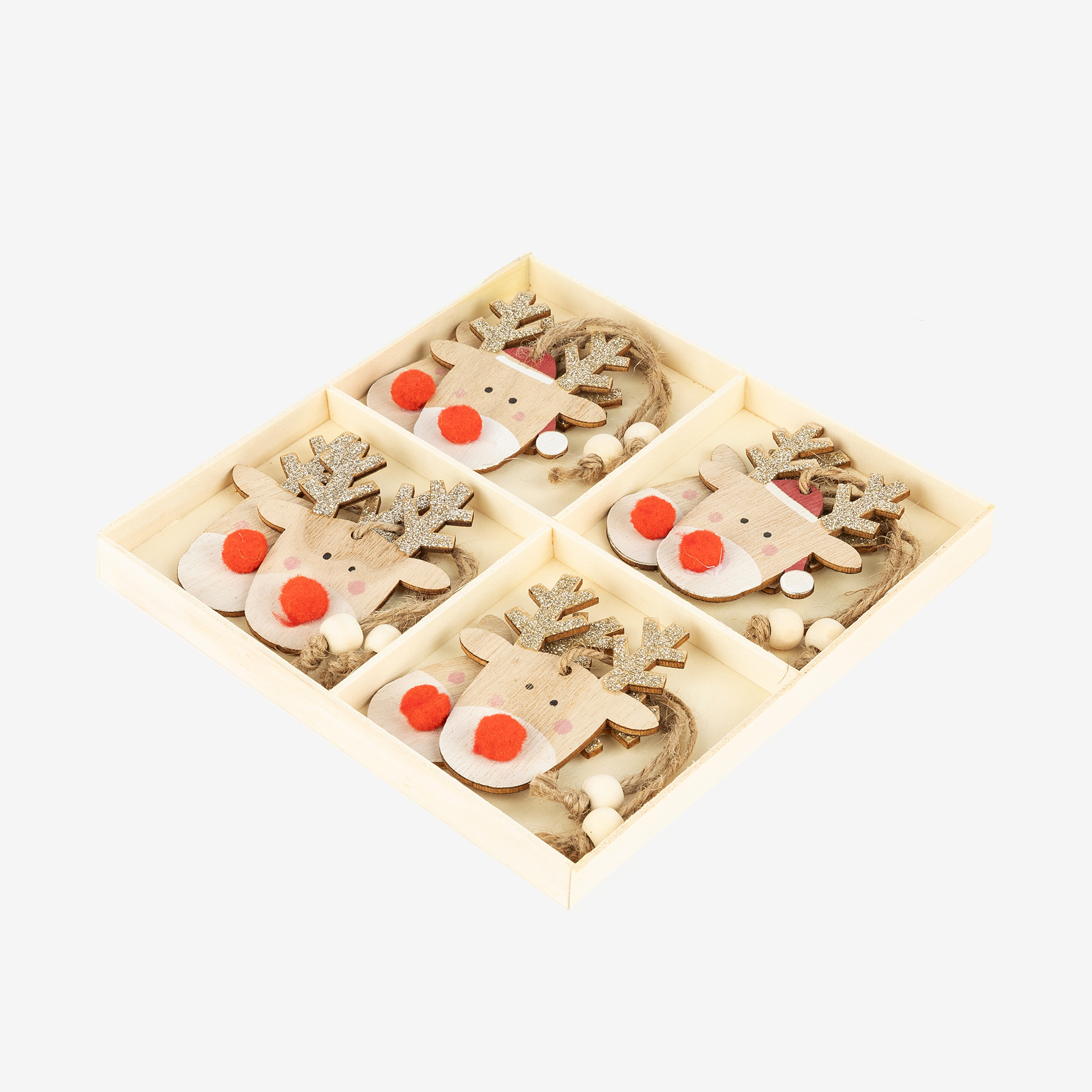 Conjunto de 8 adornos colgantes Renos 7,5cm