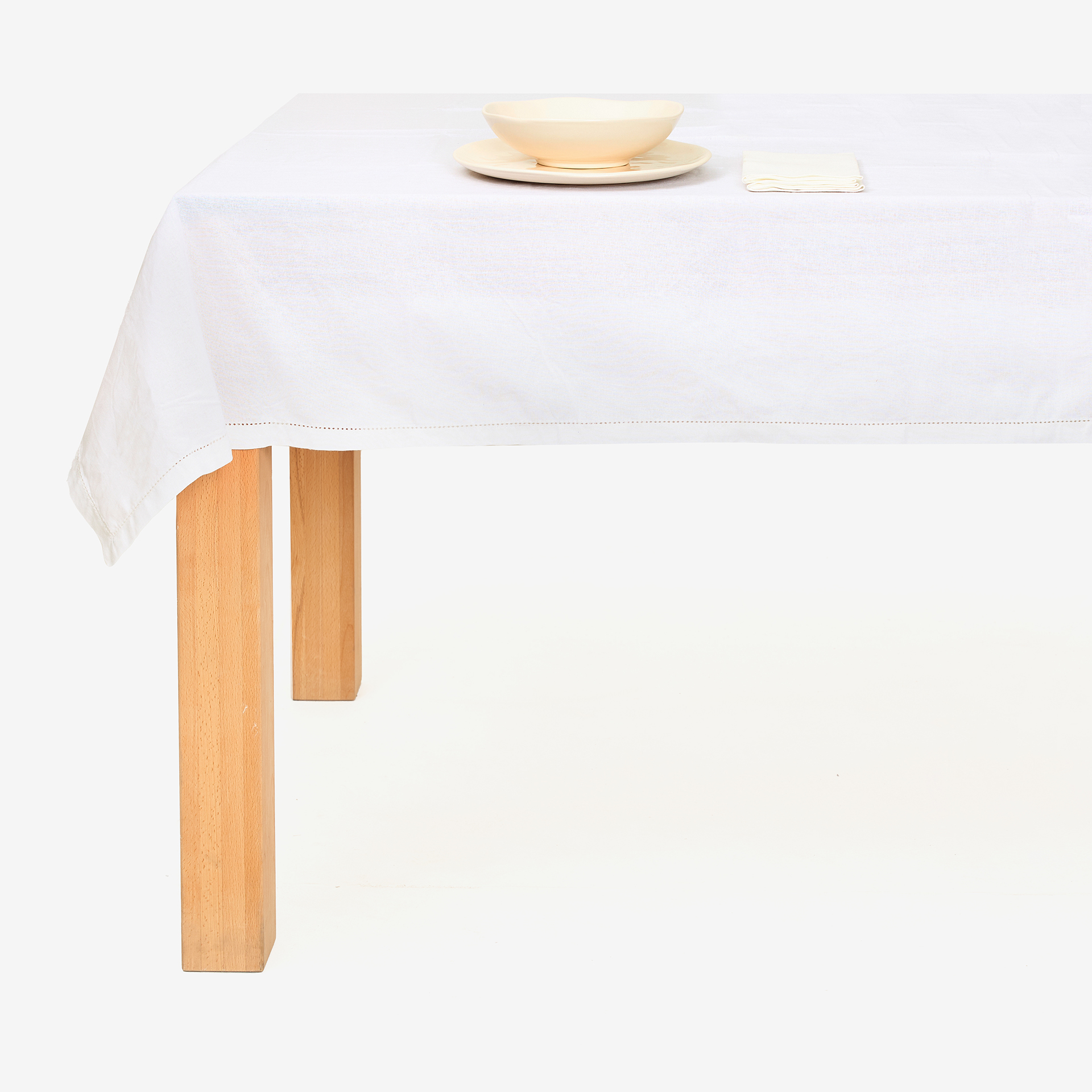 Mantel de algod&oacute;n blanco Chambray 240x140cm