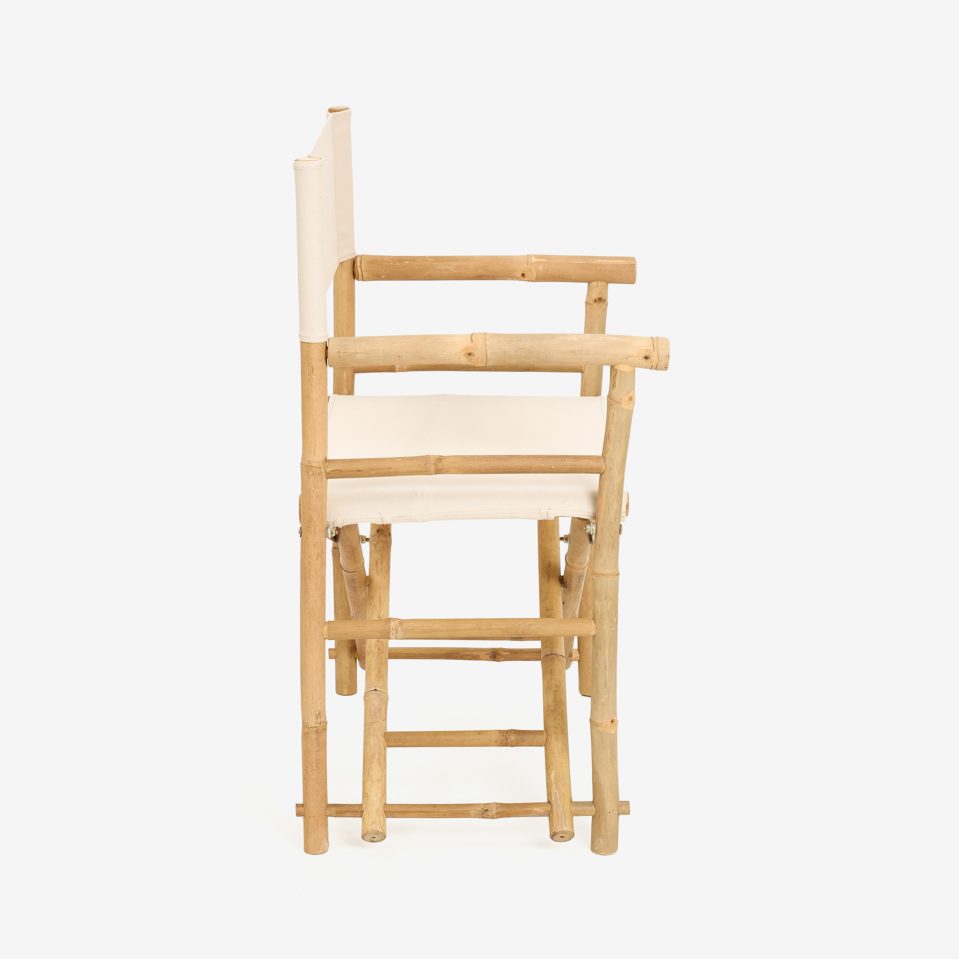 Silla de jardín de director de bambú blanca Chios 58x44x88cm