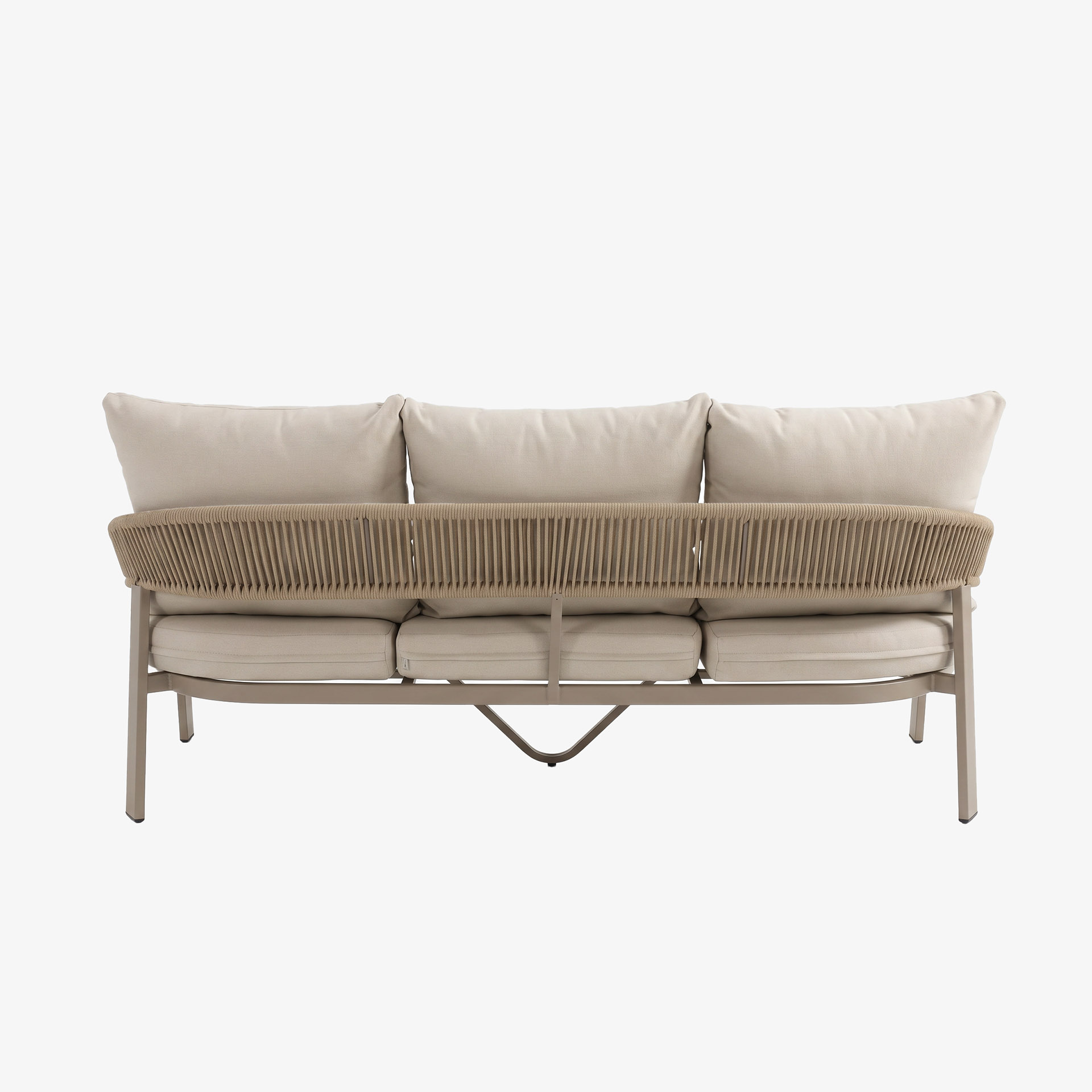 Set de jard&iacute;n de 4 piezas de aluminio y cuerda beige Portofino