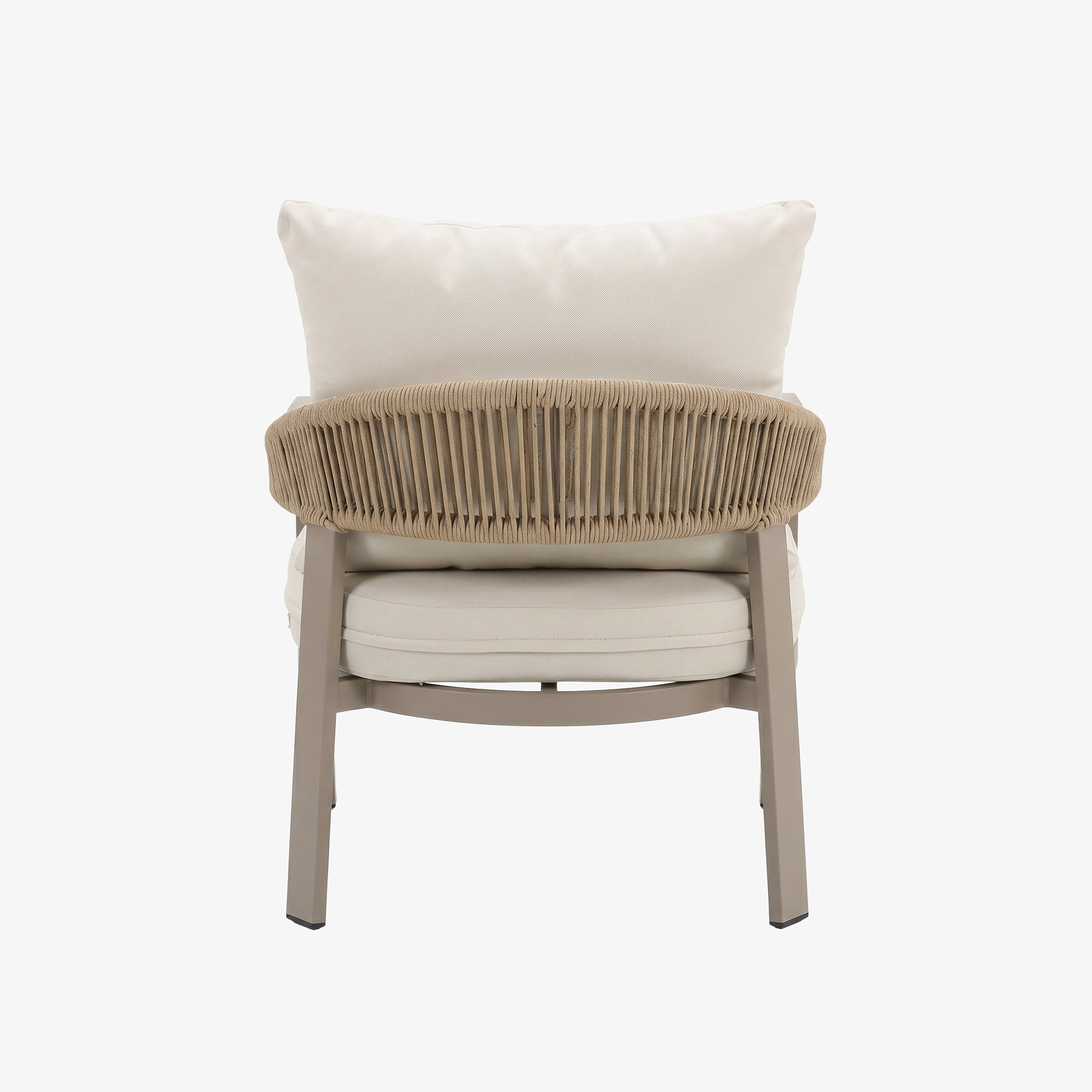 Set de jard&iacute;n de 4 piezas de aluminio y cuerda beige Portofino