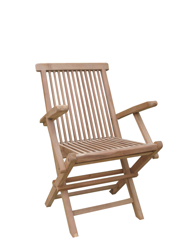 Silla de jardín plegable con reposabrazos de madera de teca Azores 57x43cm