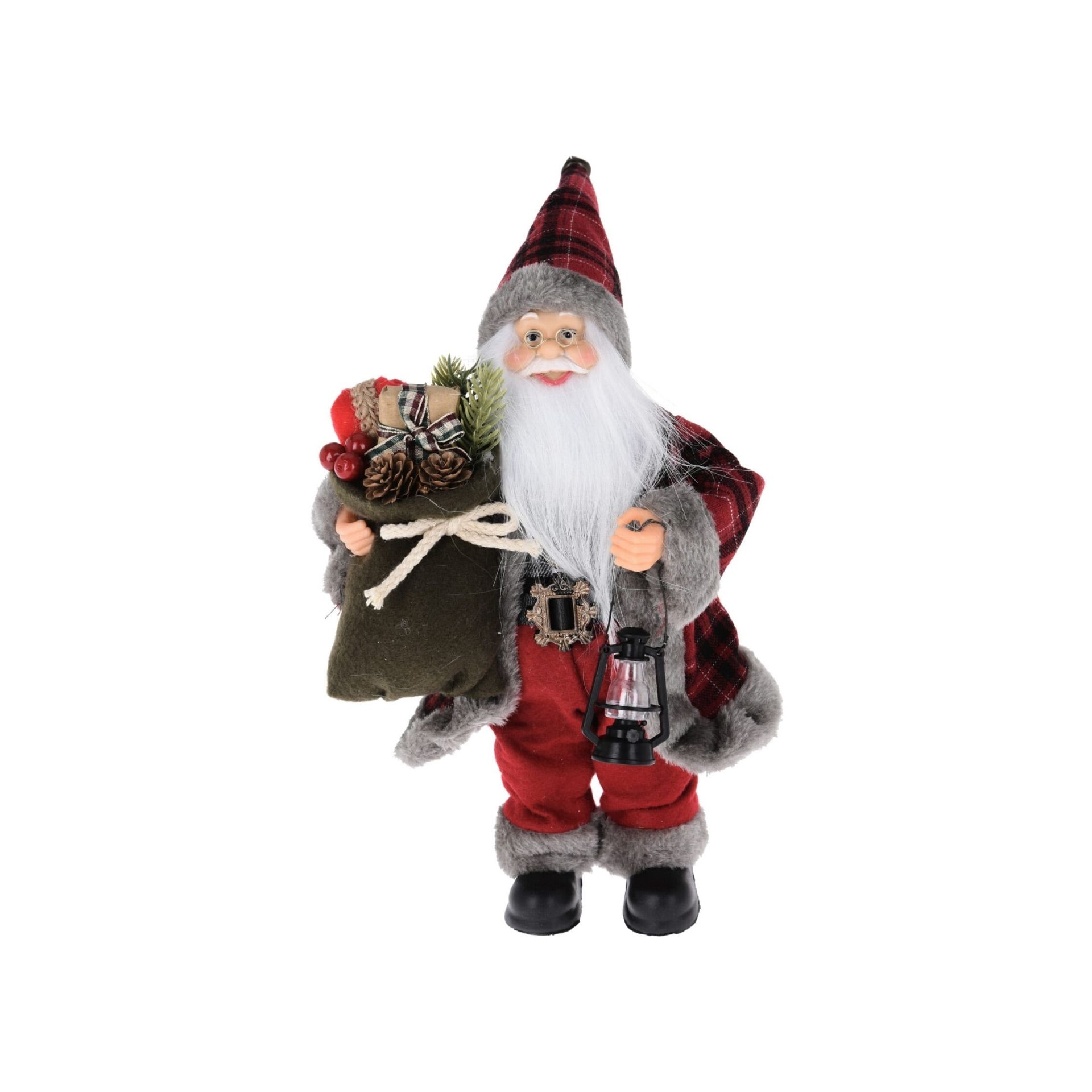 Figura decorativa Santa Claus con saco de regalos 37cm