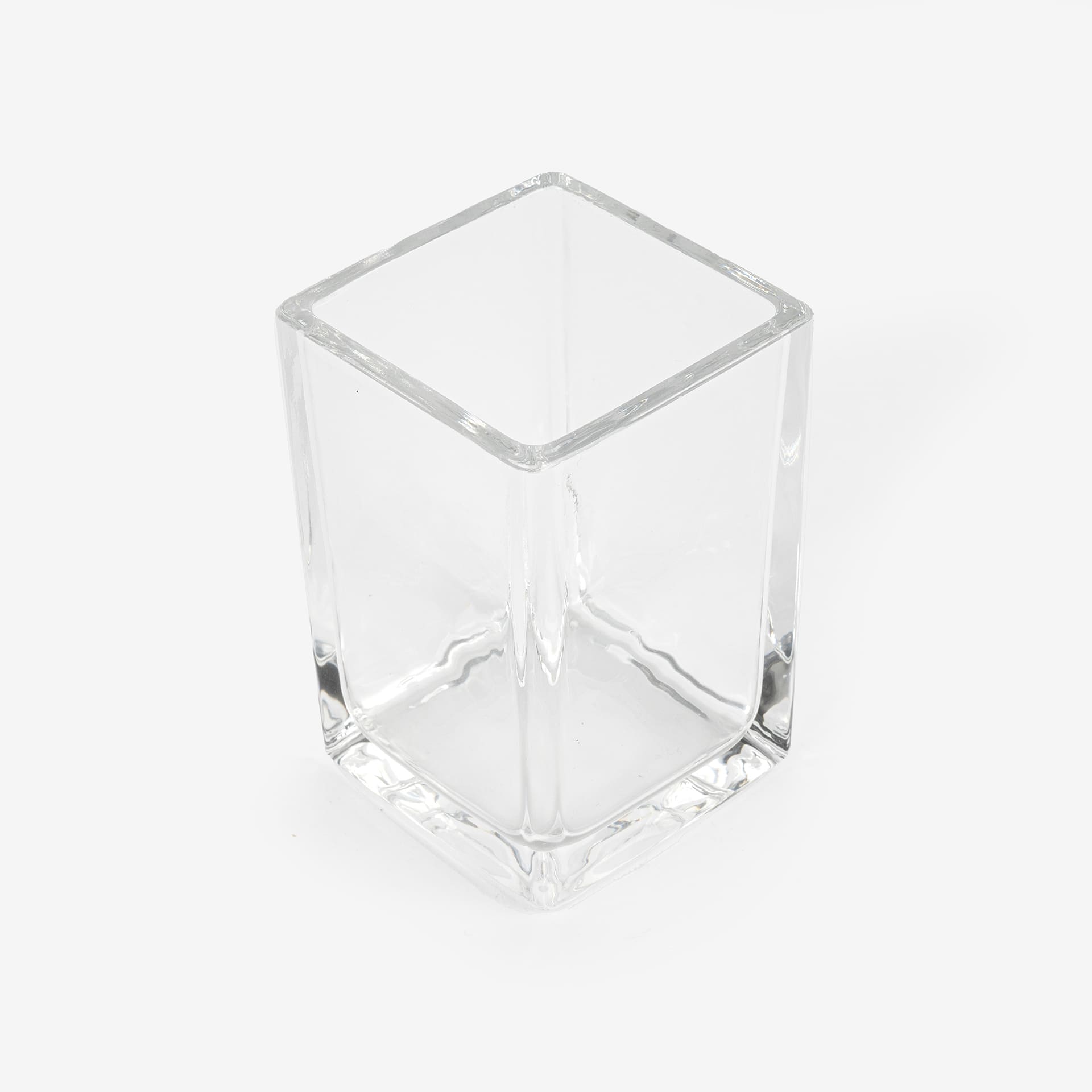 Vaso portacepillos de vidrio blanco Cube 10