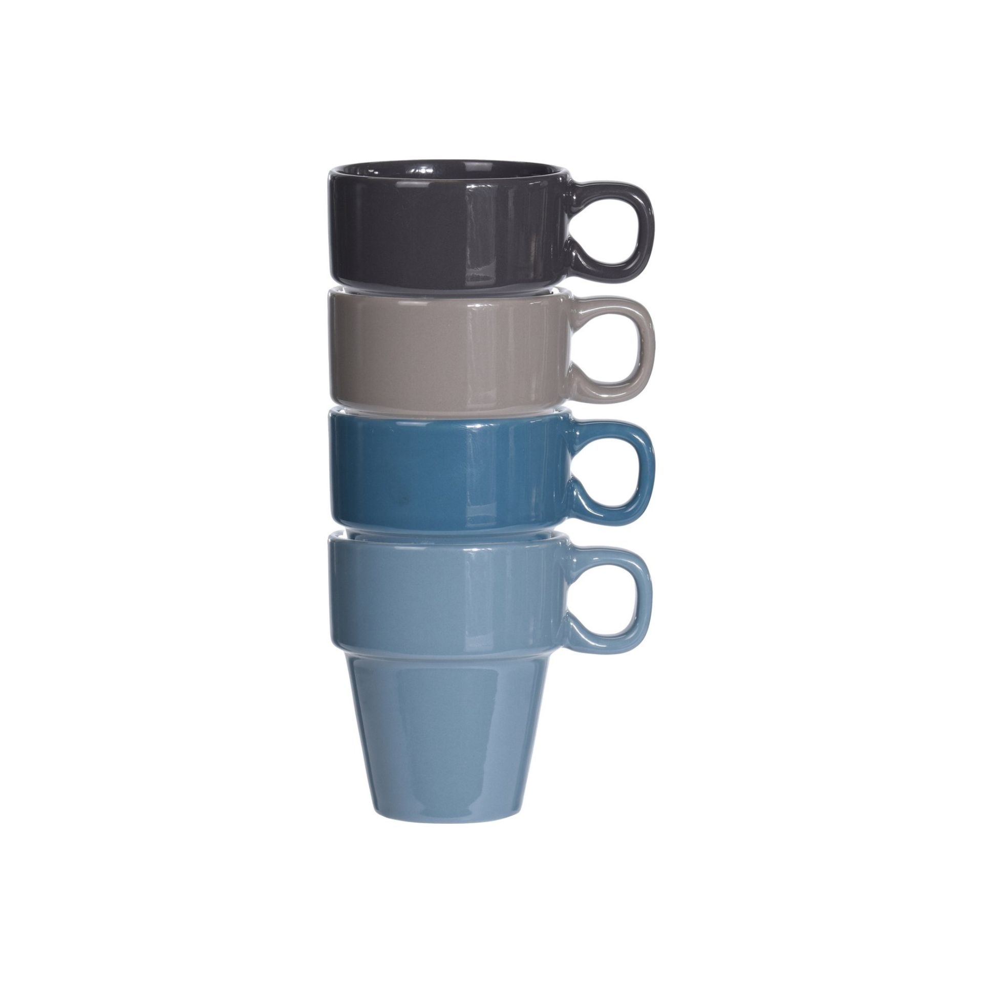 Set de 4 mugs de gres apilables 18cl