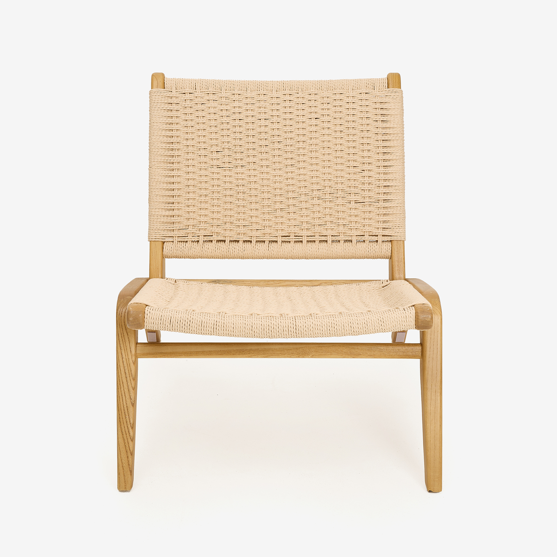 Butaca de madera de olmo y cuerda trenzada beige Alma 56x48x70cm Clau&Chloe