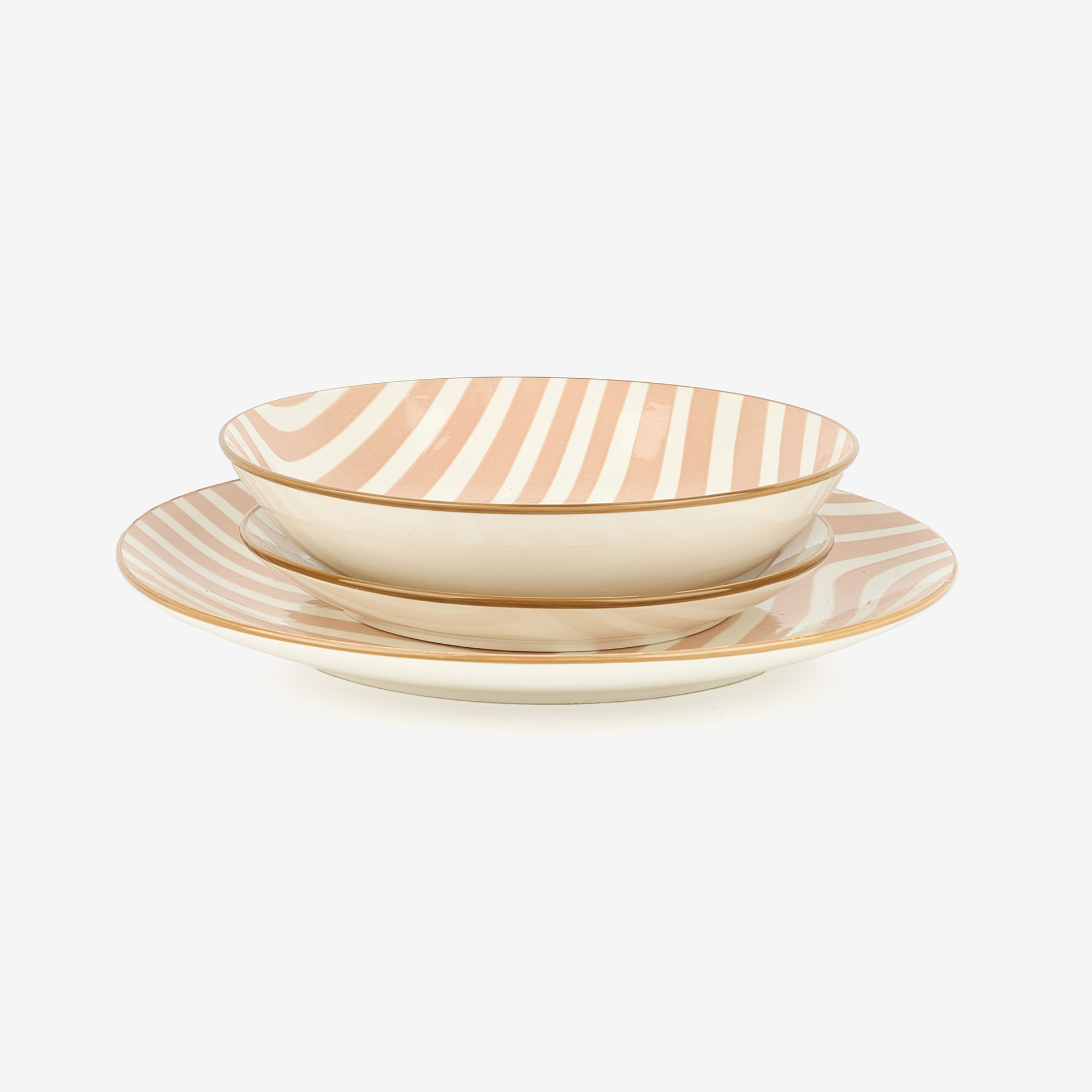 Vajilla de porcelana de 18 piezas estampado beige Aberin