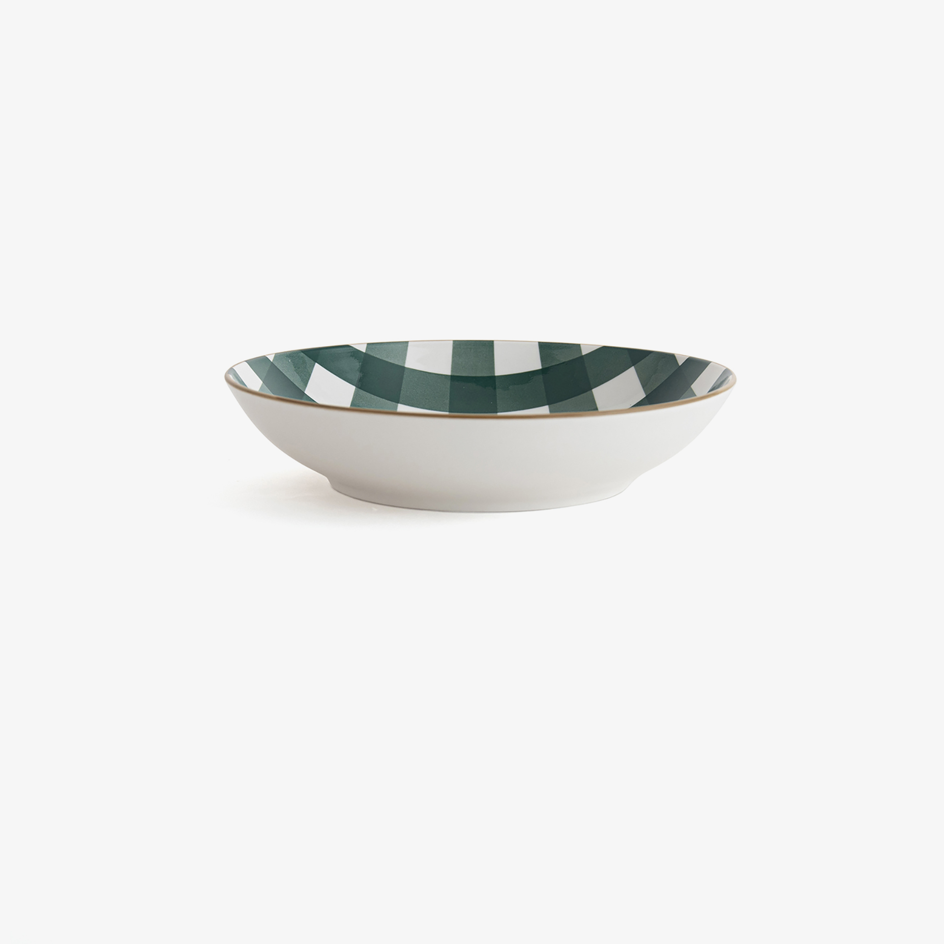 Plato hondo de vichy verde de porcelana Pradera &Oslash;20cm