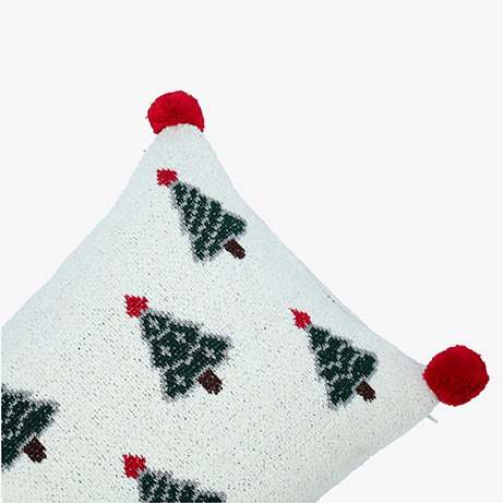 Funda de coj&iacute;n con &aacute;rboles y pompones Tree 50x35cm