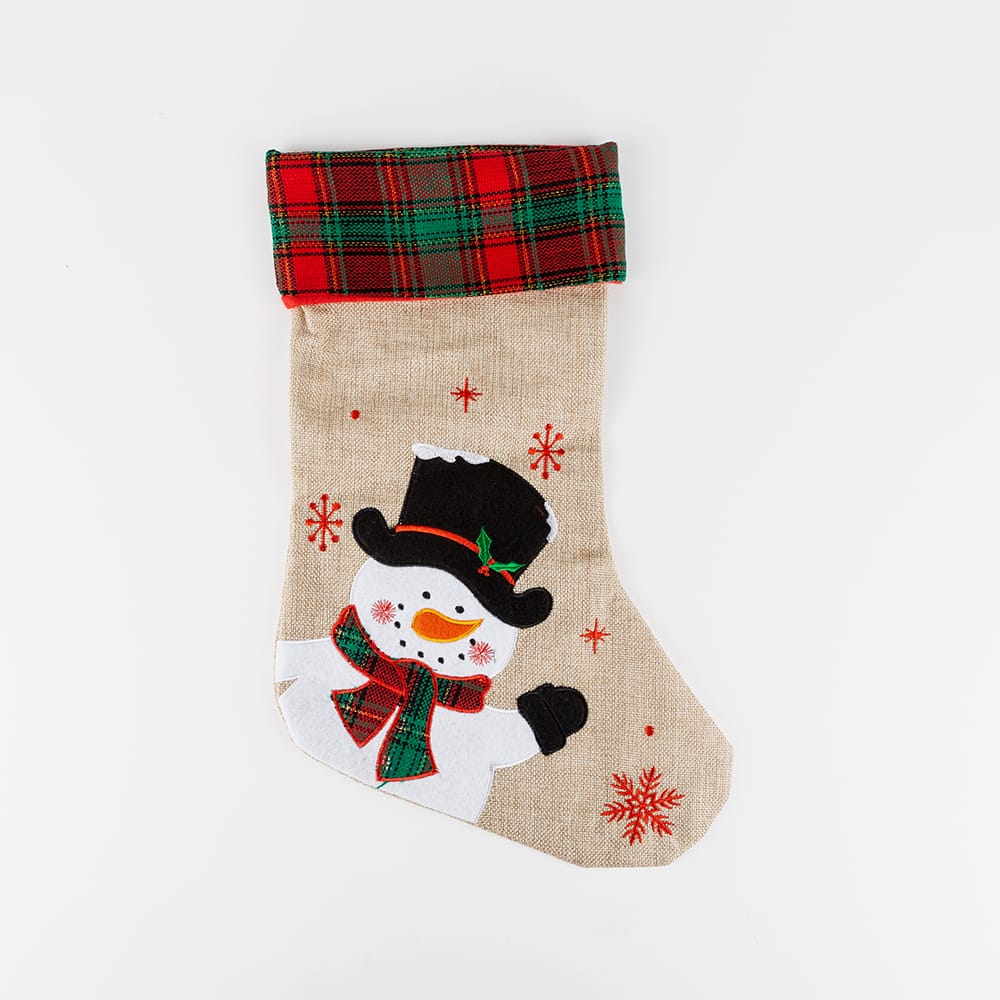 Calcet&iacute;n de Santa Claus de yute en varios modelos 42cm