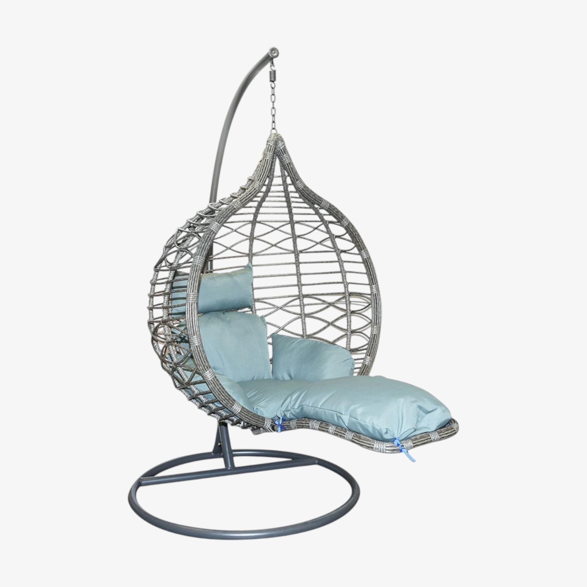 Sillón colgante de jardín con cojín y reposapiés de ratán sintético Cozumel 120x103x190cm Clau&Chloe