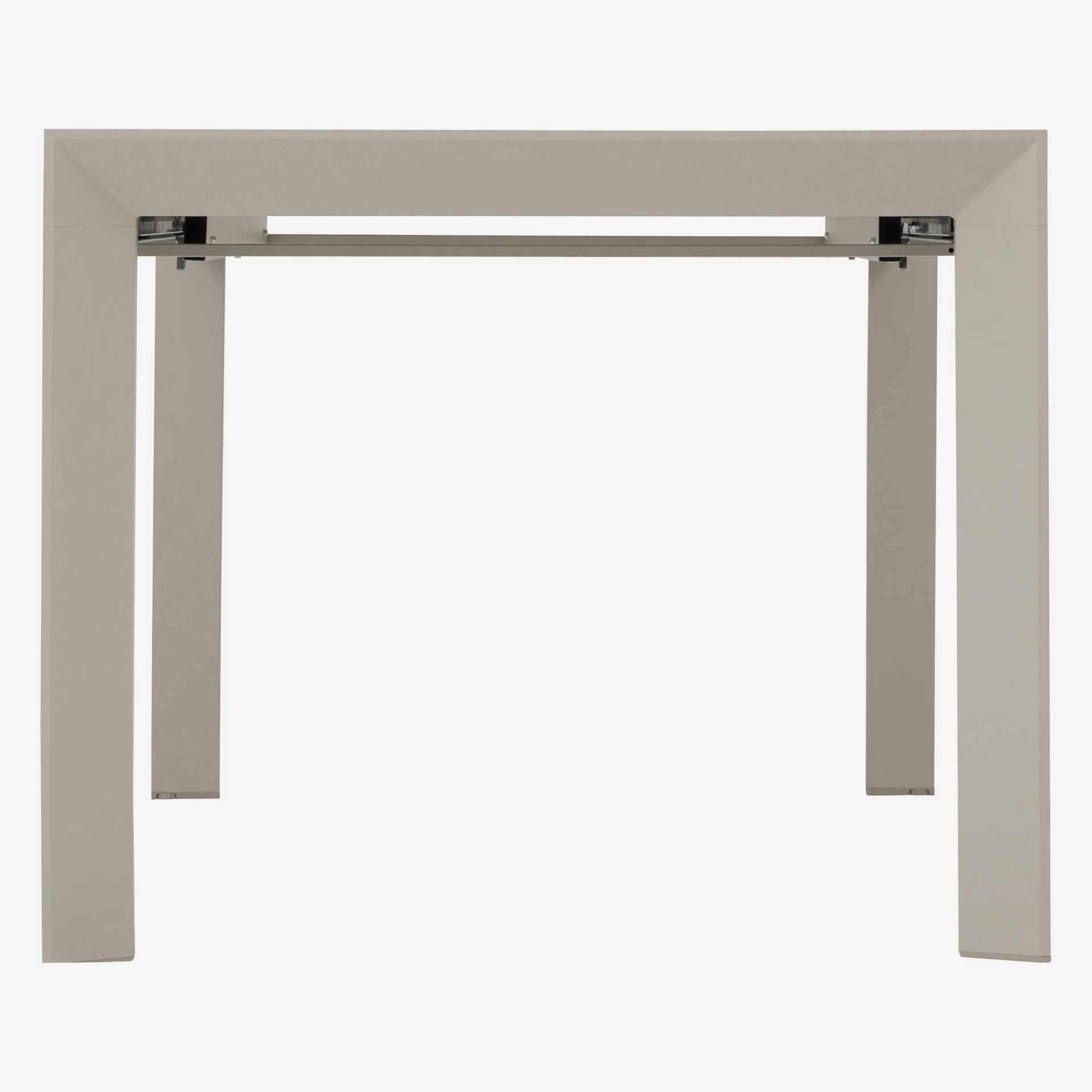Mesa de comedor de jard&iacute;n extensible de aluminio efecto madera lino Evora 142x90x77cm