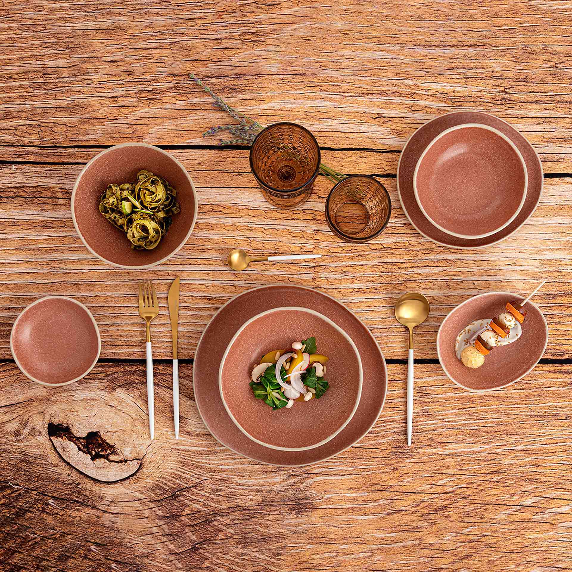 Plato hondo de gres marr&oacute;n Gio &Oslash;19cm