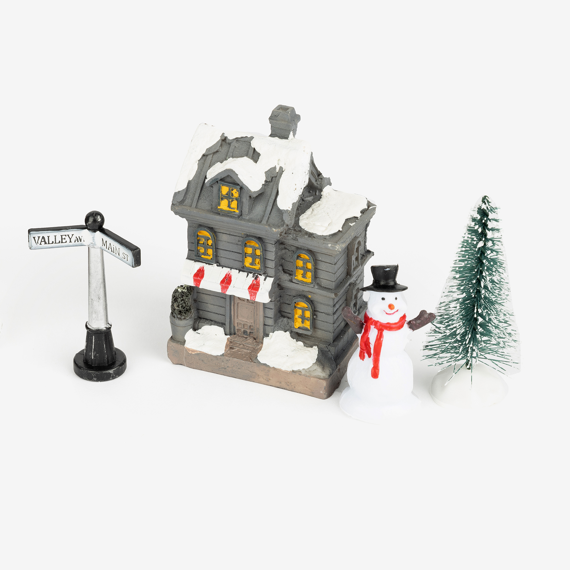 Figura decorativa LED de 10 piezas Pueblo nevado