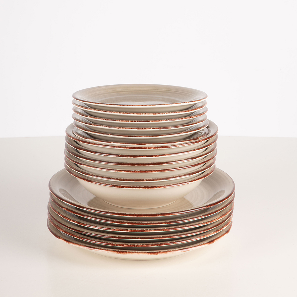 Vajilla de 18 piezas de gres gris Vita