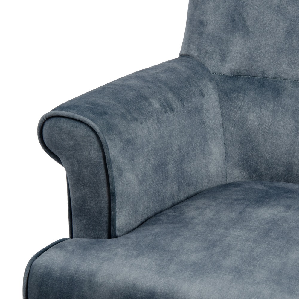 Butaca efecto velvet azul Seran 77x64x88cm
