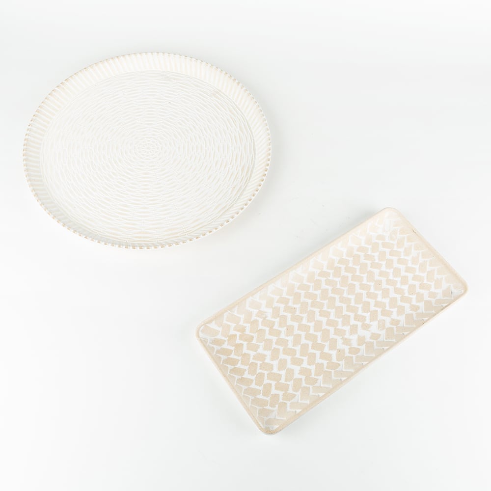 Bandeja de madera blanca Baikal 36x17x2cm