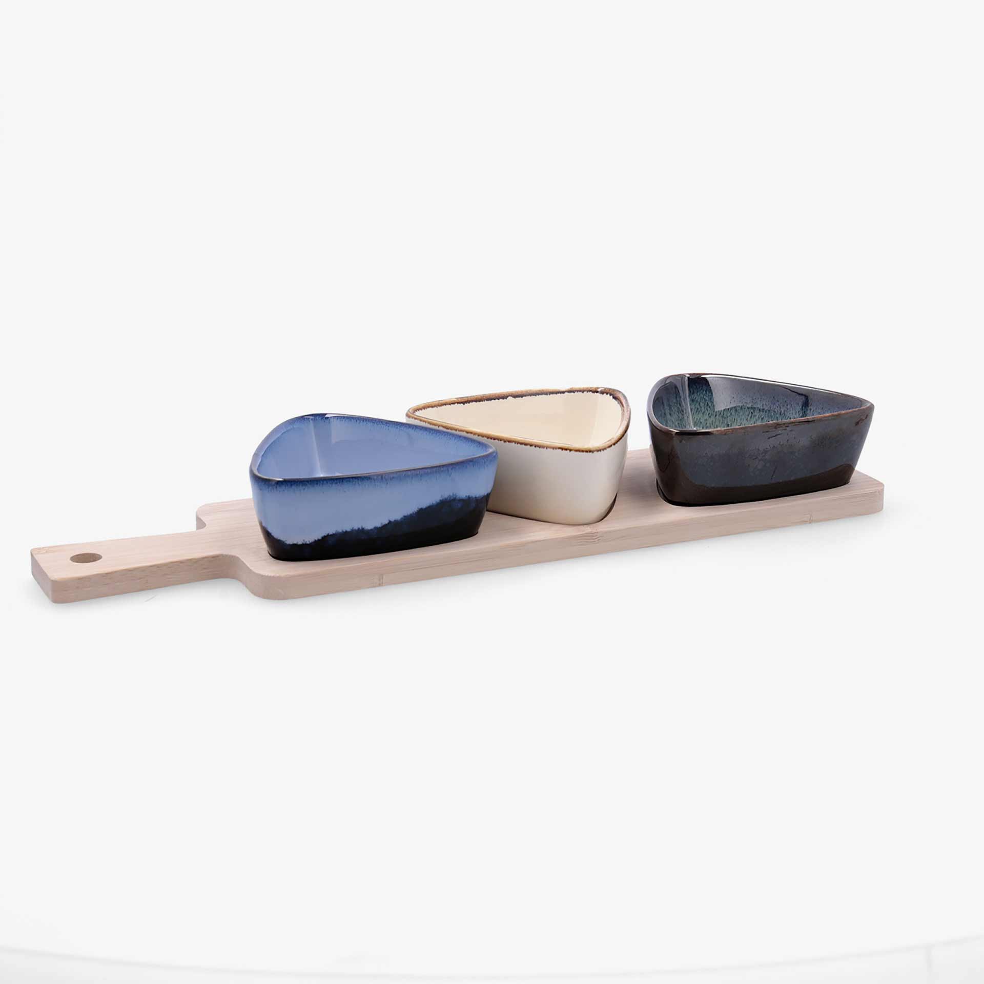 Tabla con 3 boles de colores de ceramica Moana