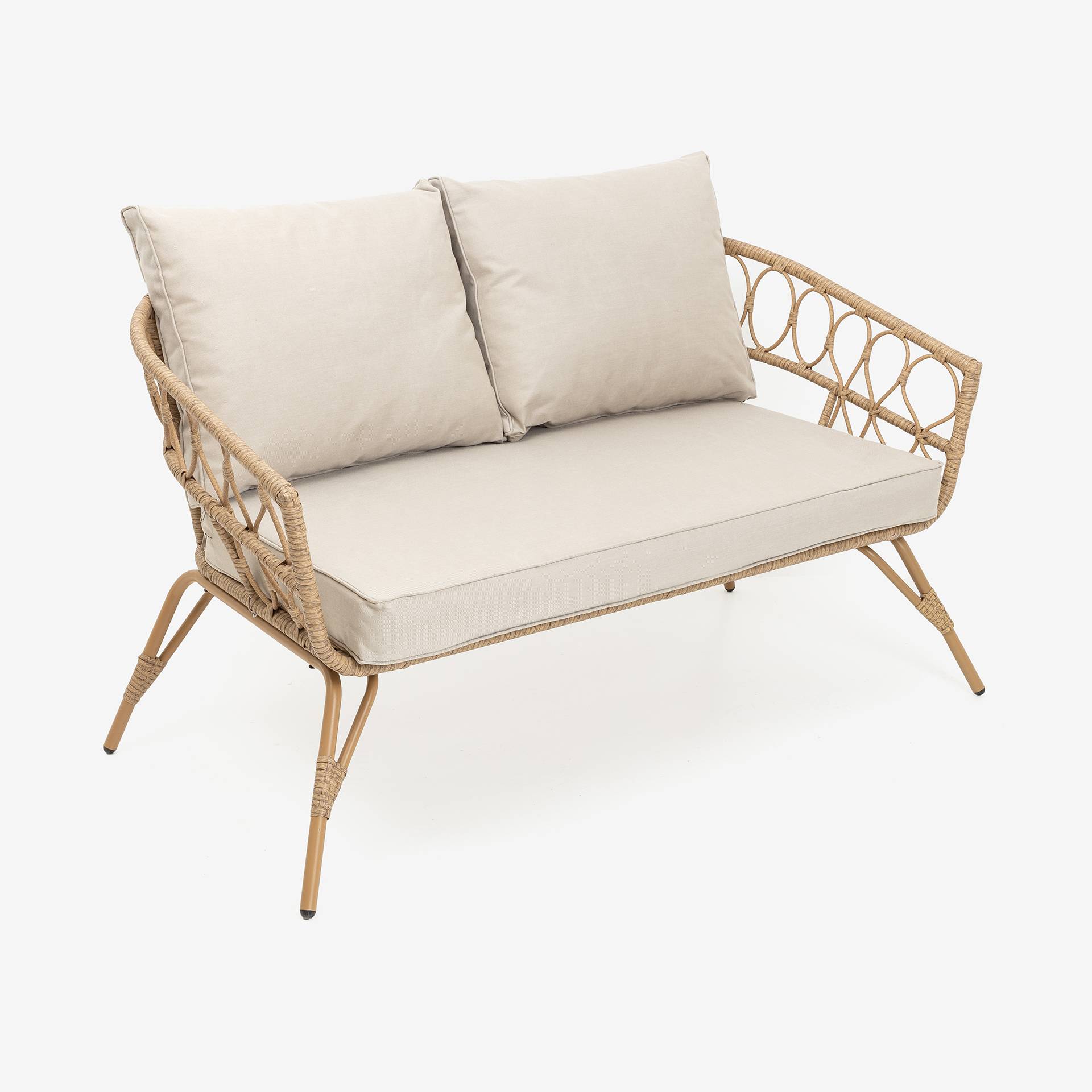 Set de jard&iacute;n 4 piezas rat&aacute;n sint&eacute;tico Creta