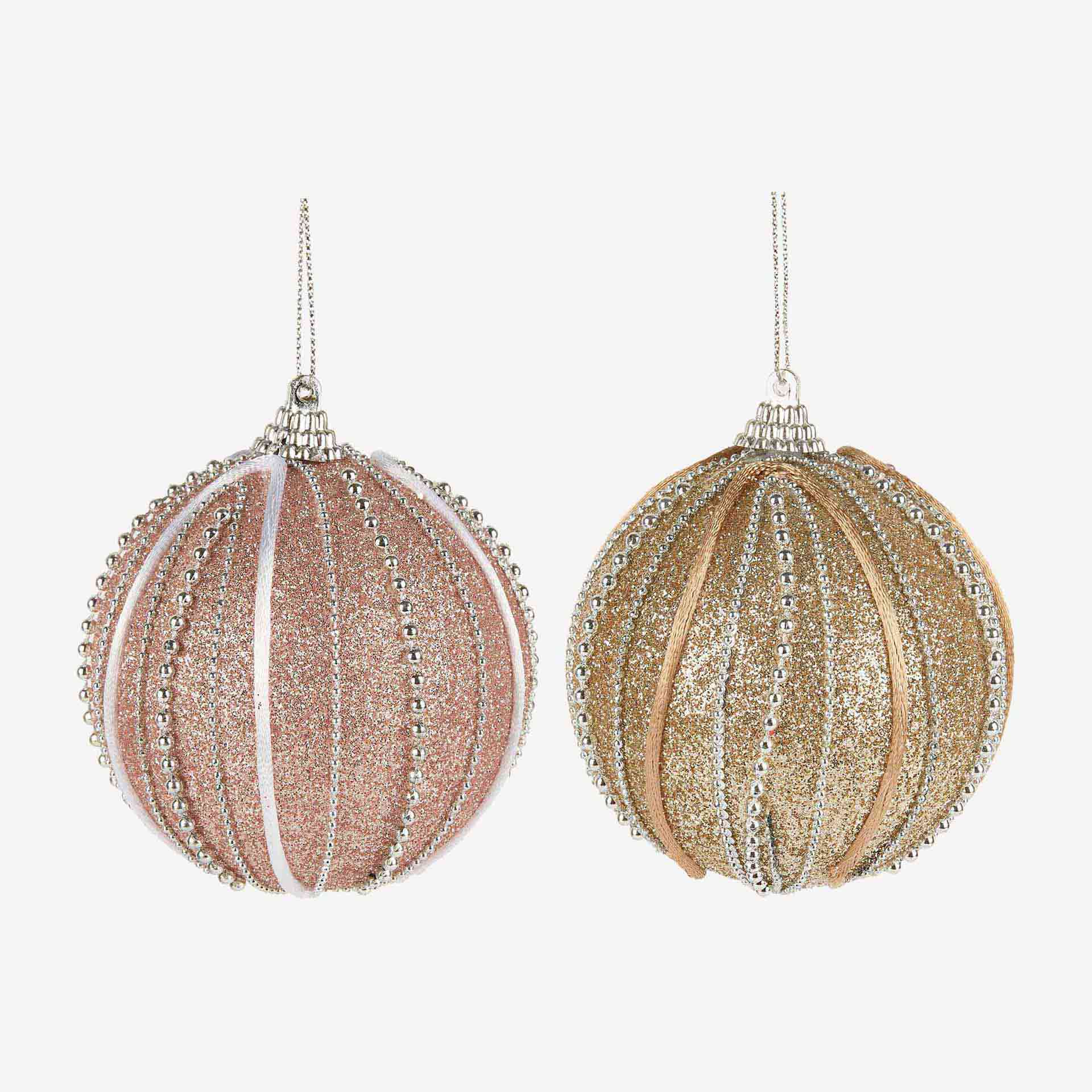 Set de 12 bolas decorativas purpurina nude Ø8cm