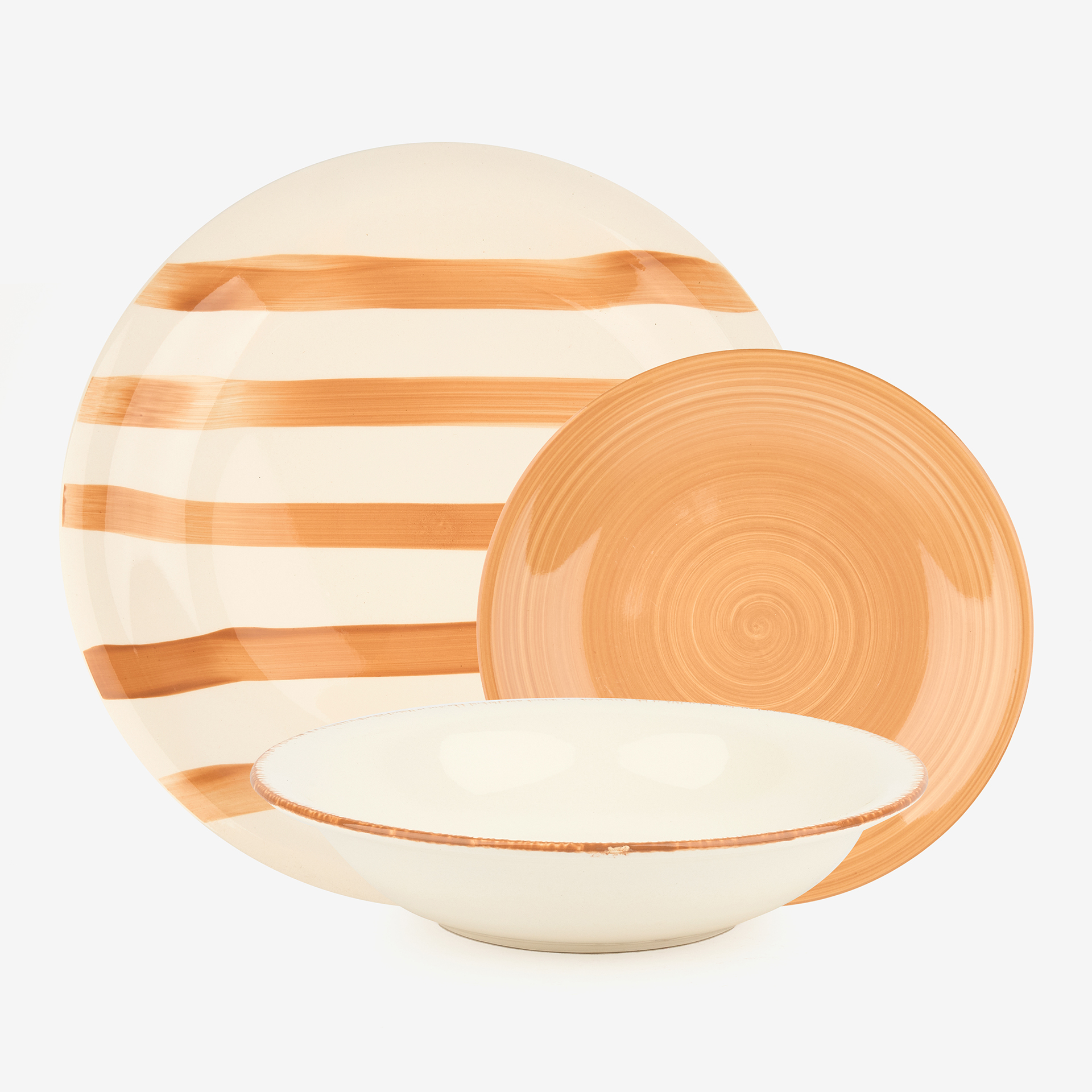 Vajilla de 18 piezas de cer&aacute;mica ocre Bargas