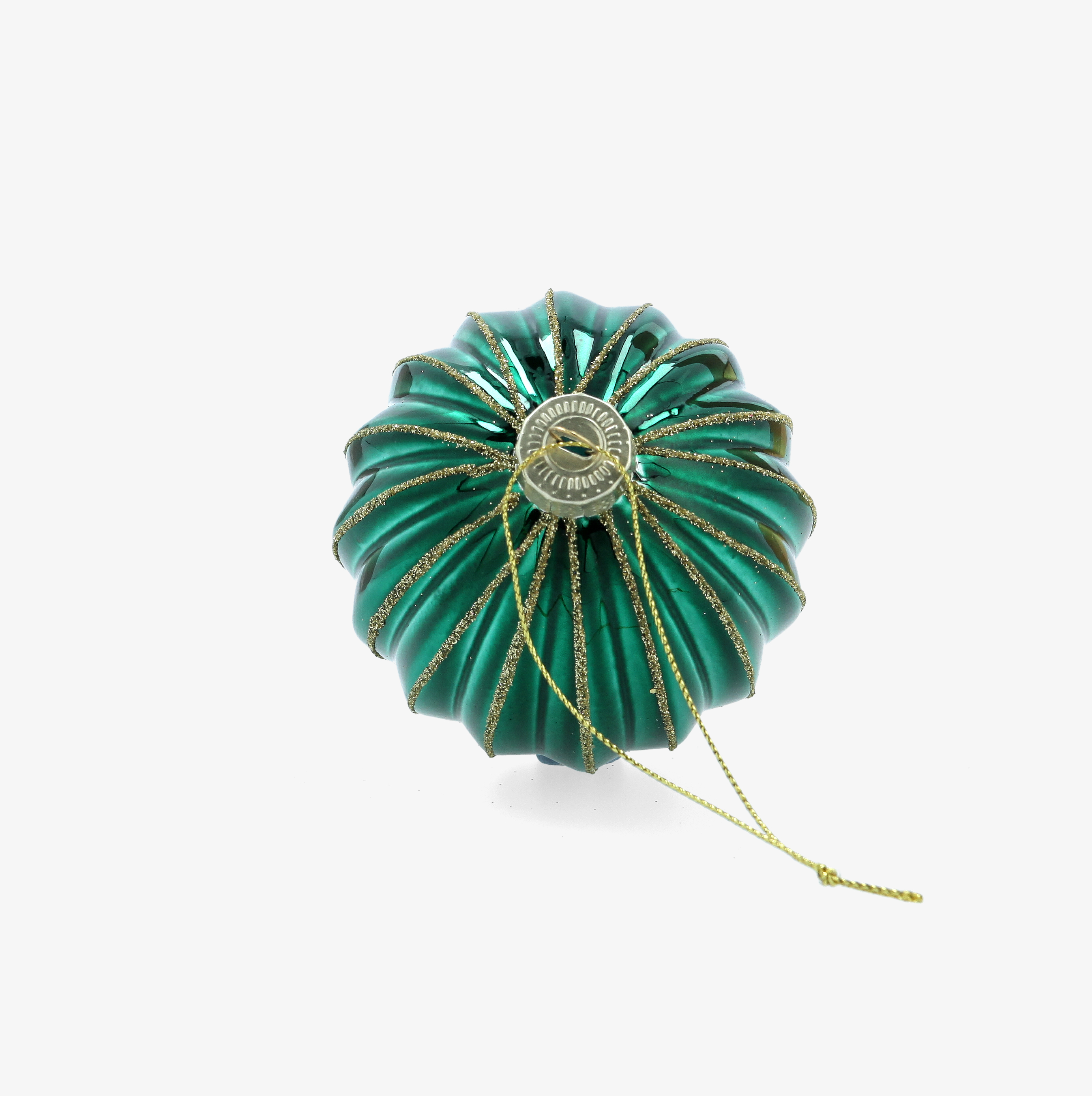 Bola de Navidad verde y dorada de cristal &Oslash;8cm